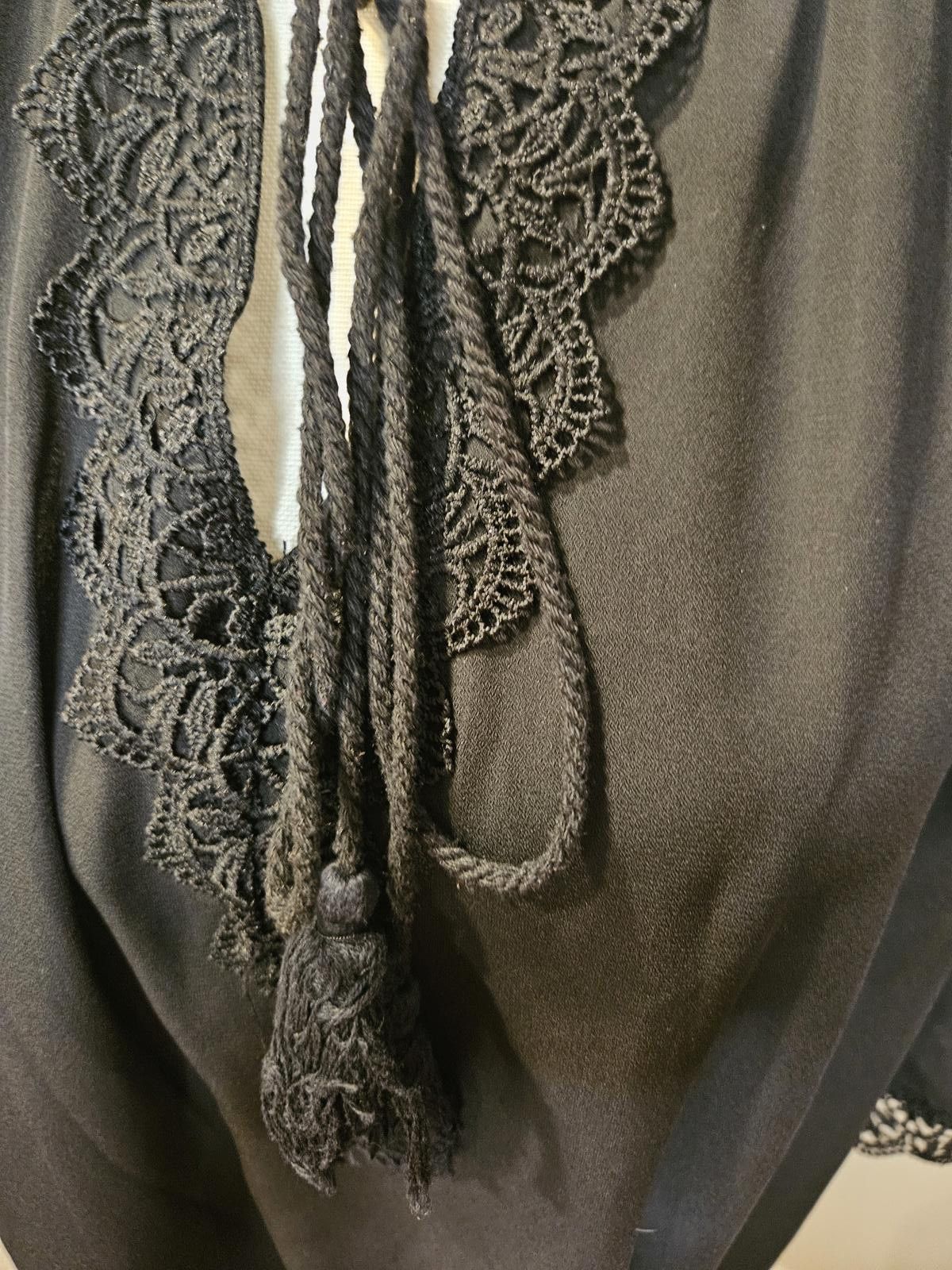 Designer Soteer Black Lace-Trim Tunic Coverup #501 Size ONE SIZE - 2 Thumbnail