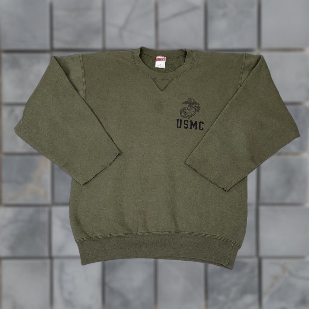 Soffe VINTAGE Soffe USMC Marines Sweatshirt Mens M Crewneck Army Green USA Made Size US M / EU 48-50 / 2 - 1 Thumbnail