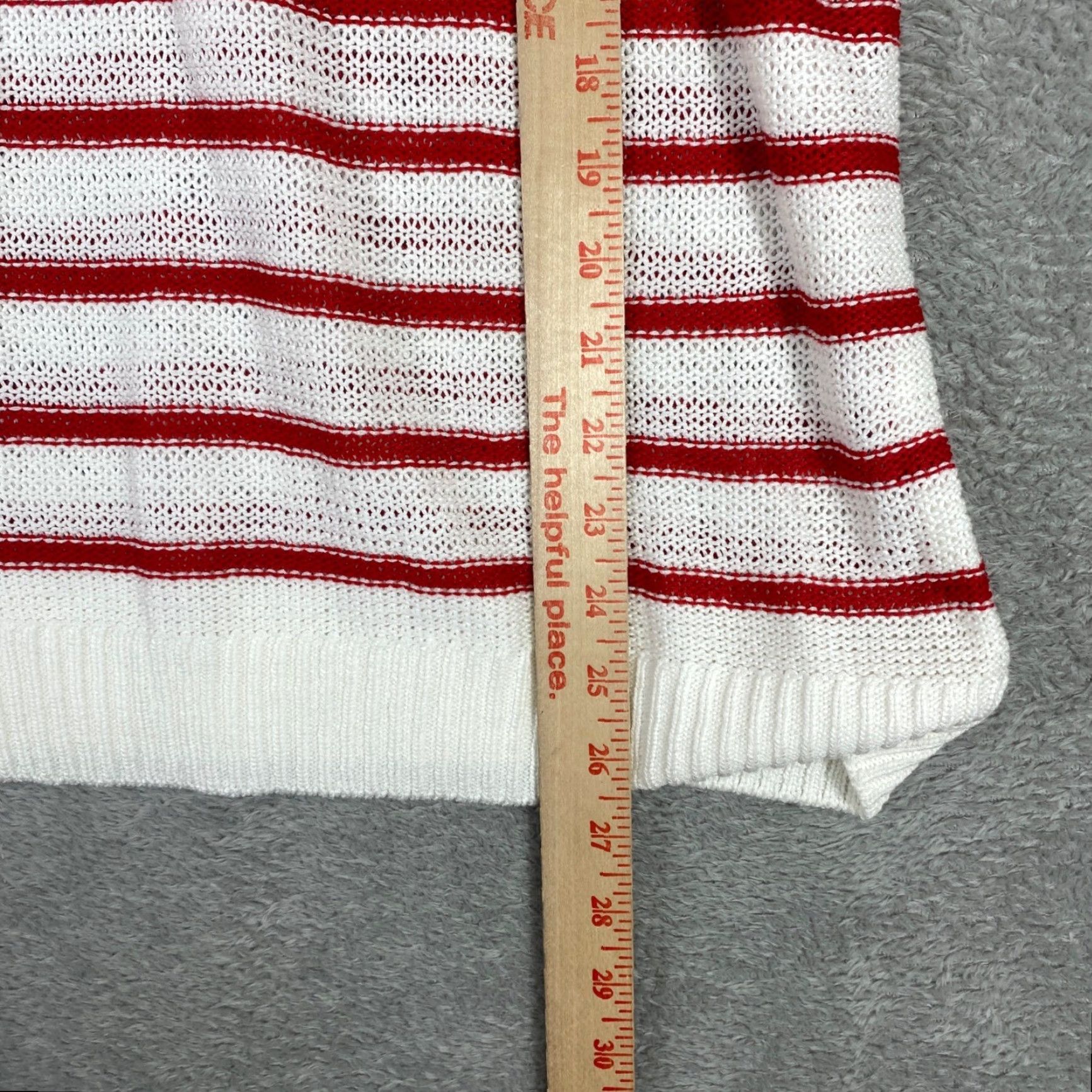 Loft LOFT Striped Knit Sweater Womens XL White Red Boat Neck Pullover Casual Knit Overview Size XL / US 12-14 / IT 48-50 - 5 Thumbnail