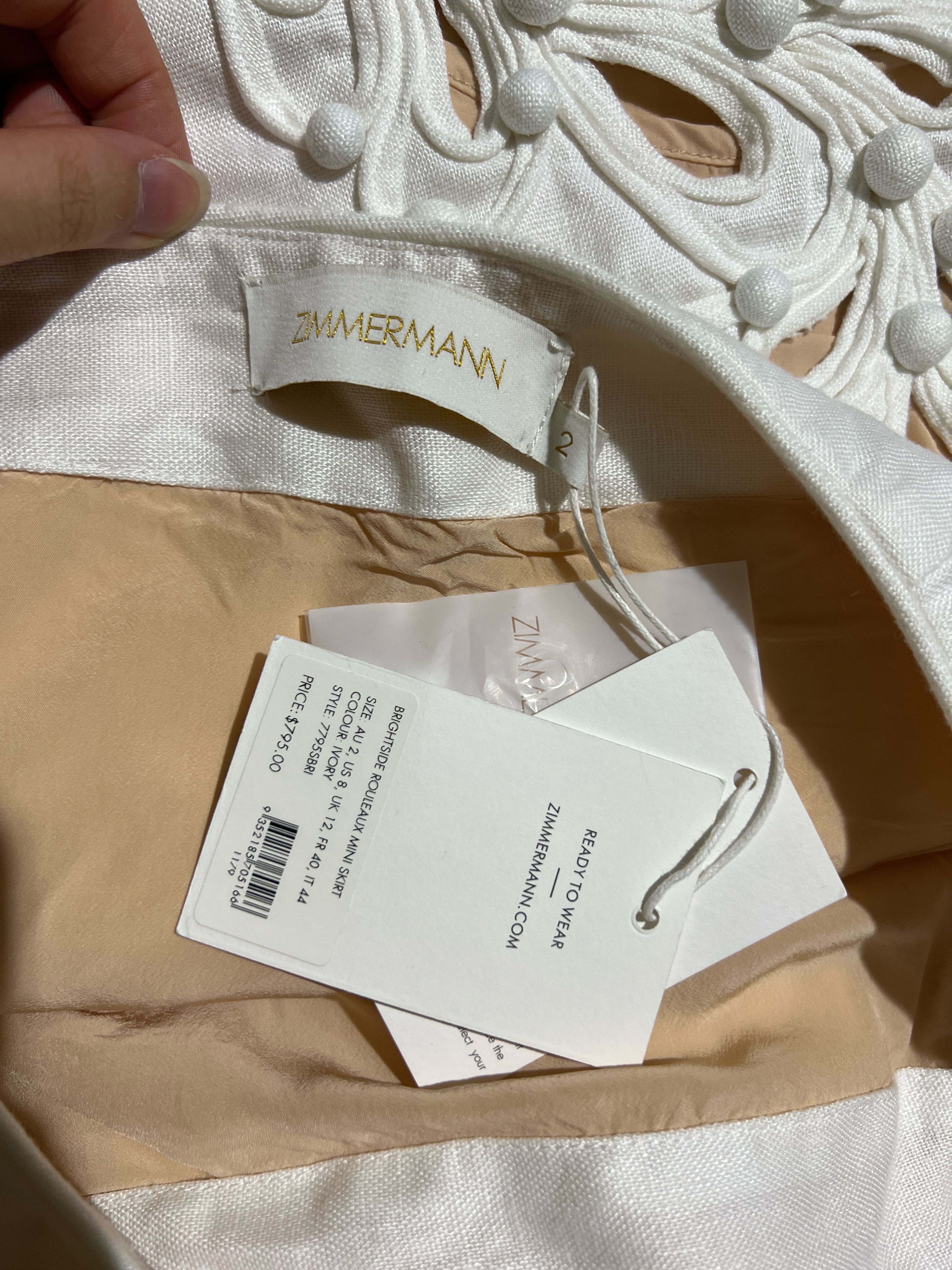 Zimmermann Brightside Rouleaux Mini Skirt Size 30" / US 8 / IT 44 - 8 Thumbnail