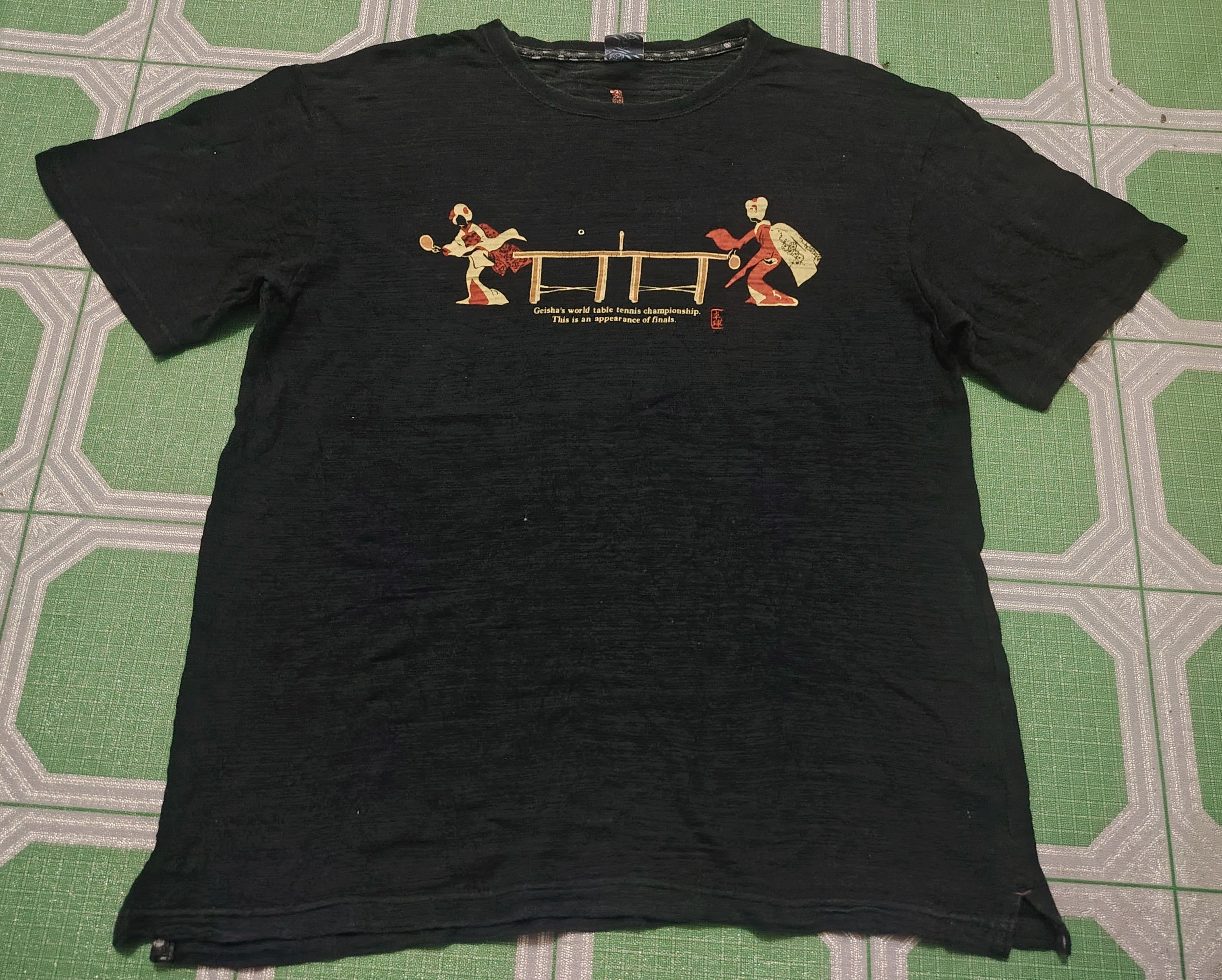 Japanese Brand Rare!!! Japanese Geisha playing table Tennis Championship Size US M / EU 48-50 / 2 - 1 Thumbnail