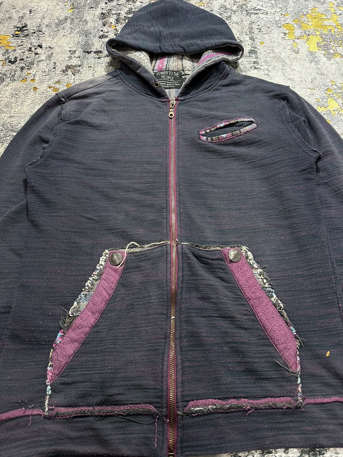 20471120 CRAZY FADED POWER TO THE PEOPLE DISTRESSED ZIP HOODIE PUNK Size US M / EU 48-50 / 2 - 5 Thumbnail
