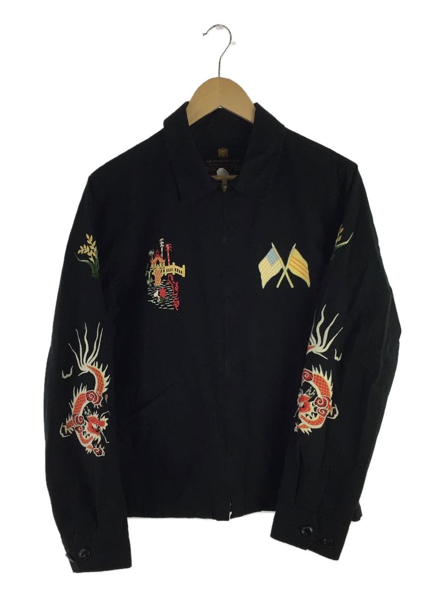 Jacket Blouson Cotton Embroidered Zip Up Black