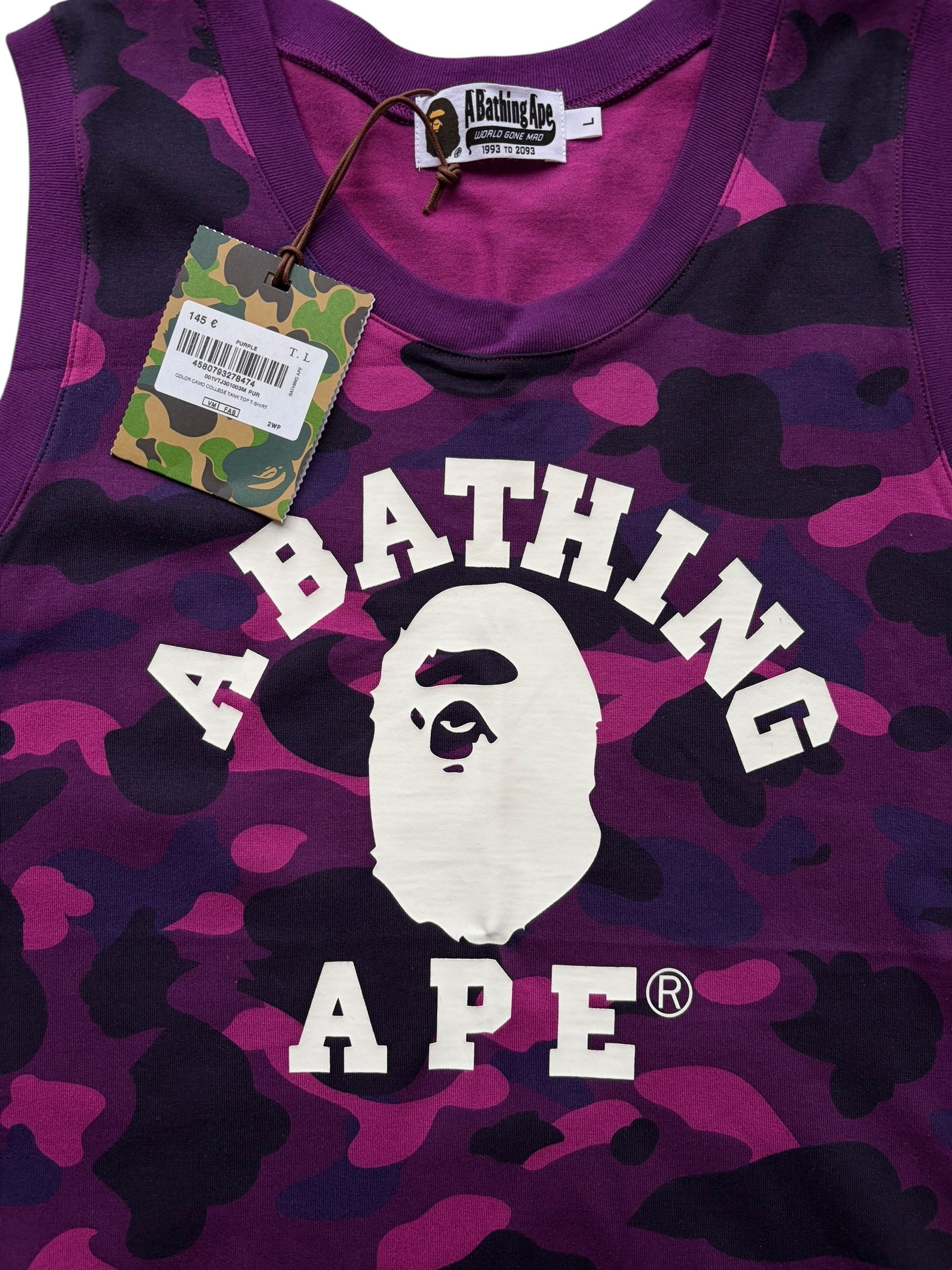 Bape Bape Purple Camo White College Logo Sleeveless Tank Top Size US L / EU 52-54 / 3 - 3 Thumbnail