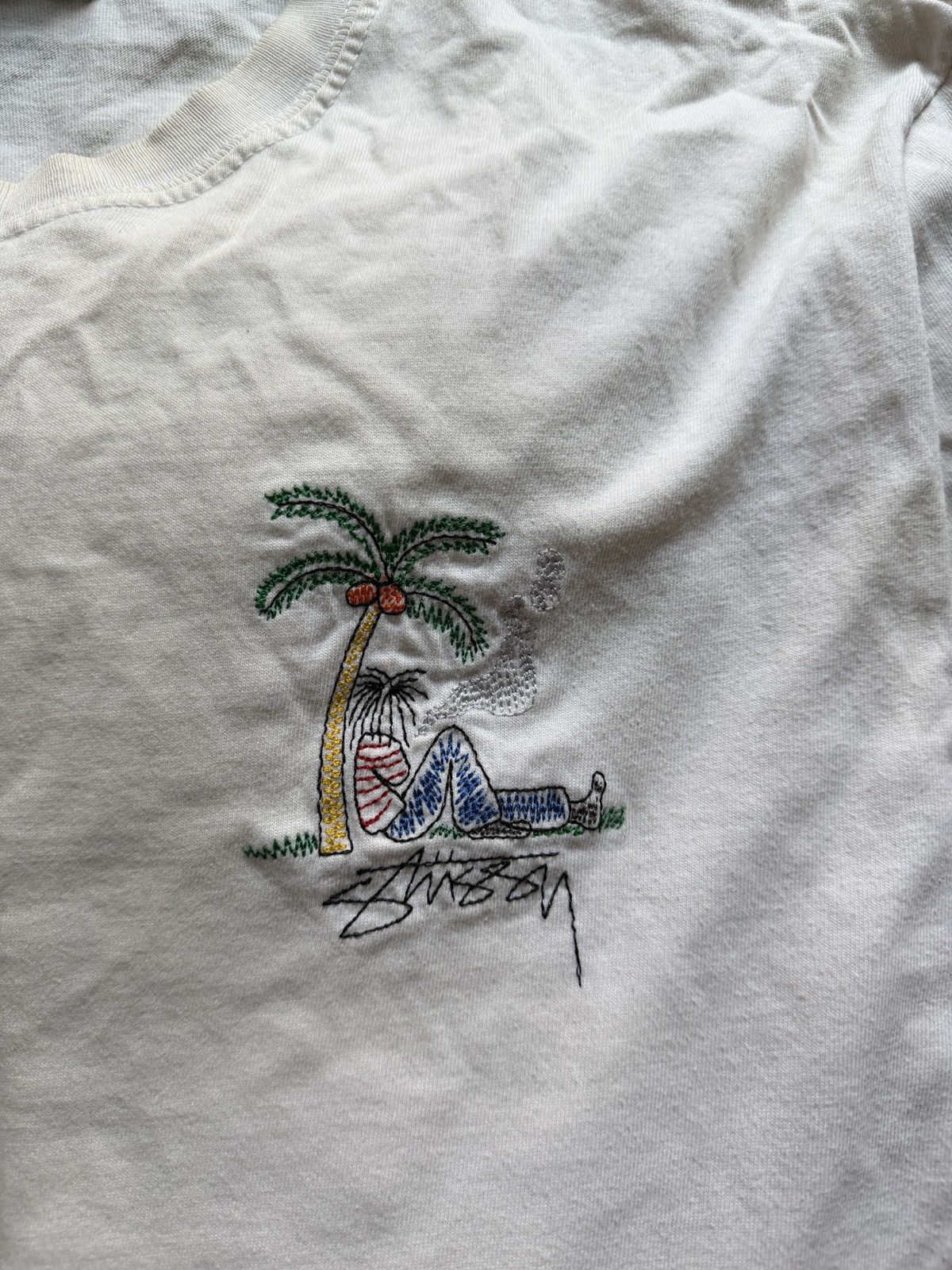Stussy Vintage Stüssy Hand-Stitched Graphic T-Shirt (White) Size US M / EU 48-50 / 2 - 2 Thumbnail