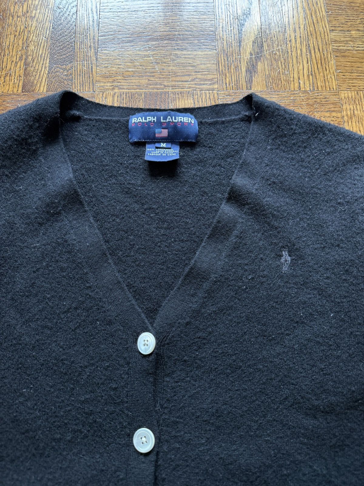 Polo Ralph Lauren Vintage Polo Sport Black Tonal Cardigan Wool Sweater Size M / US 6-8 / IT 42-44 - 2 Thumbnail