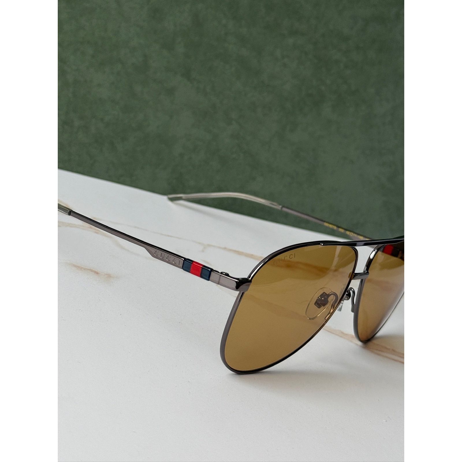 Gucci NEW Gucci GG1677S Silver Yellow Tint Lens Aviator Sunglasses Size ONE SIZE - 6 Thumbnail