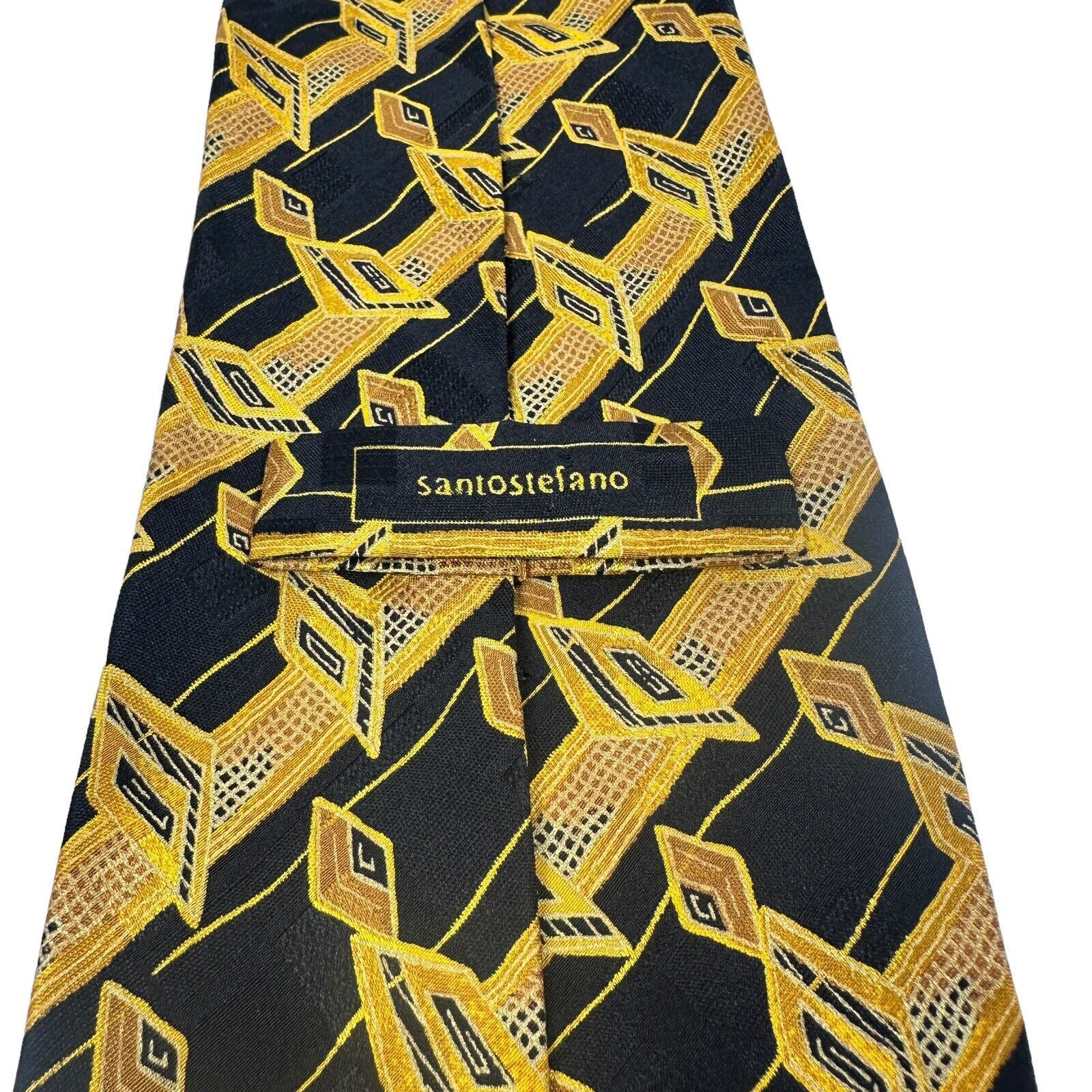 Santostefano SANTOSTEFANO Mens Tie 100% Silk Geometric Argyle Neck Tie Size ONE SIZE - 5 Thumbnail