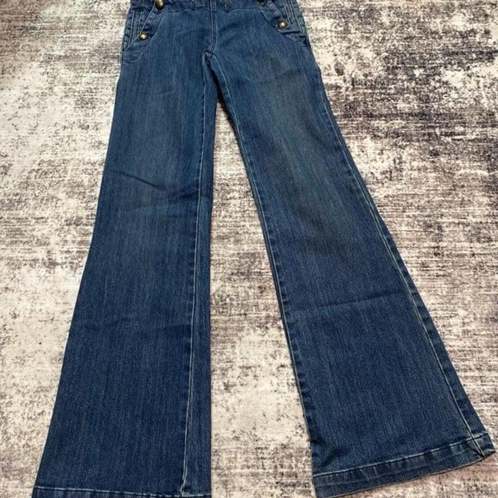 Mango MNG Women's Flare Jeans with Button Detail Size 6 Size 28" / US 6 / IT 42 - 2 Thumbnail