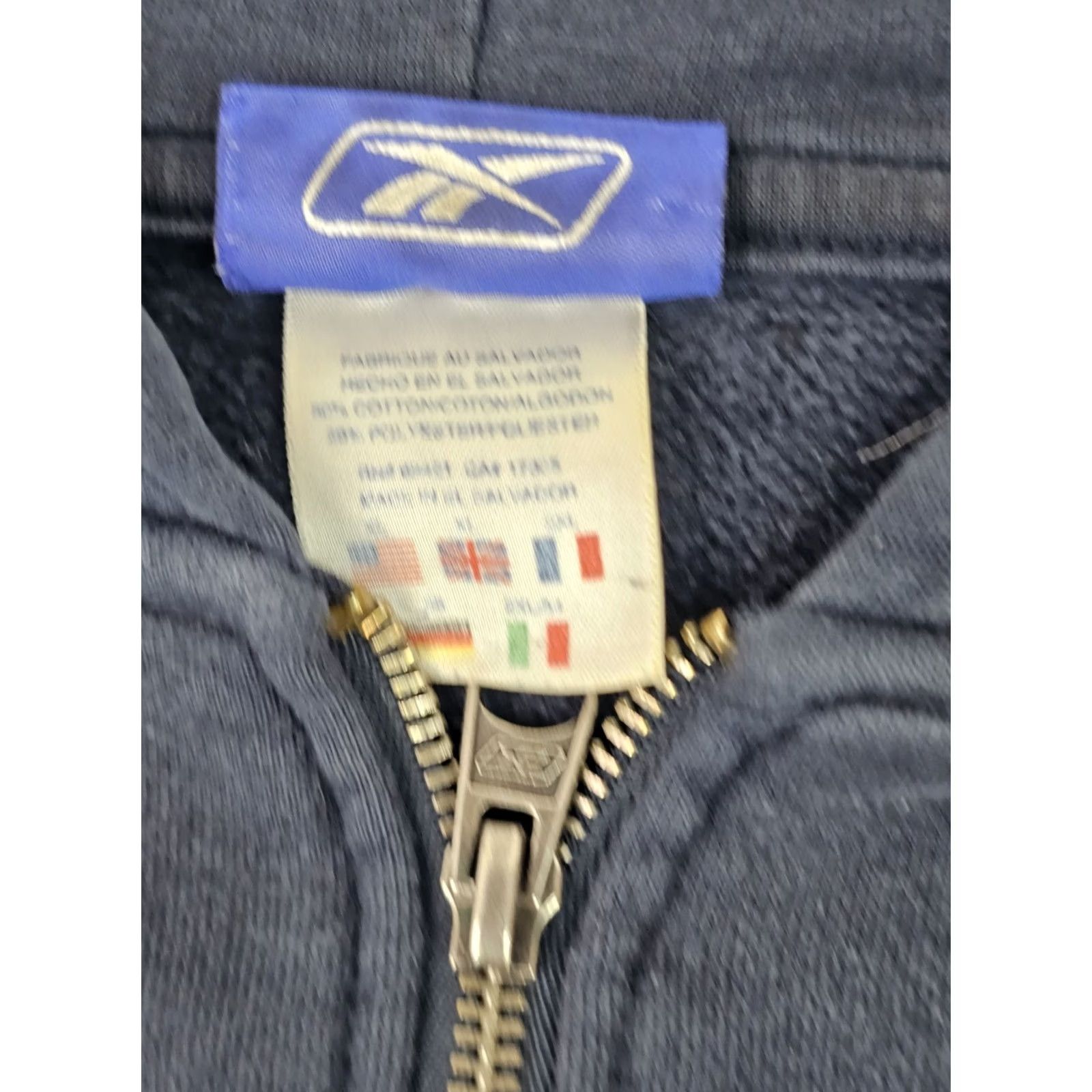 Reebok Vintage Reebok Hoodie XL Men’s Fleece Full Zip Embroidered Logo Navy Blue Size US XL / EU 56 / 4 - 2 Thumbnail