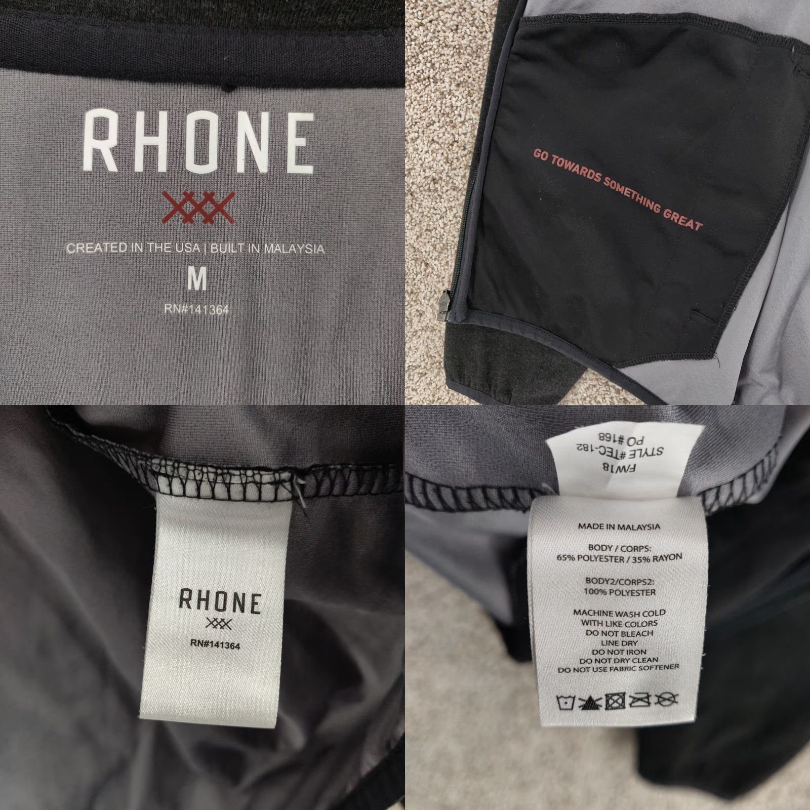 Rhone Rhone Tech Terry Hoodie Full Zip Hybrid Jacket Mens Medium Black Pockets TEC-182 Size US M / EU 48-50 / 2 - 8 Thumbnail