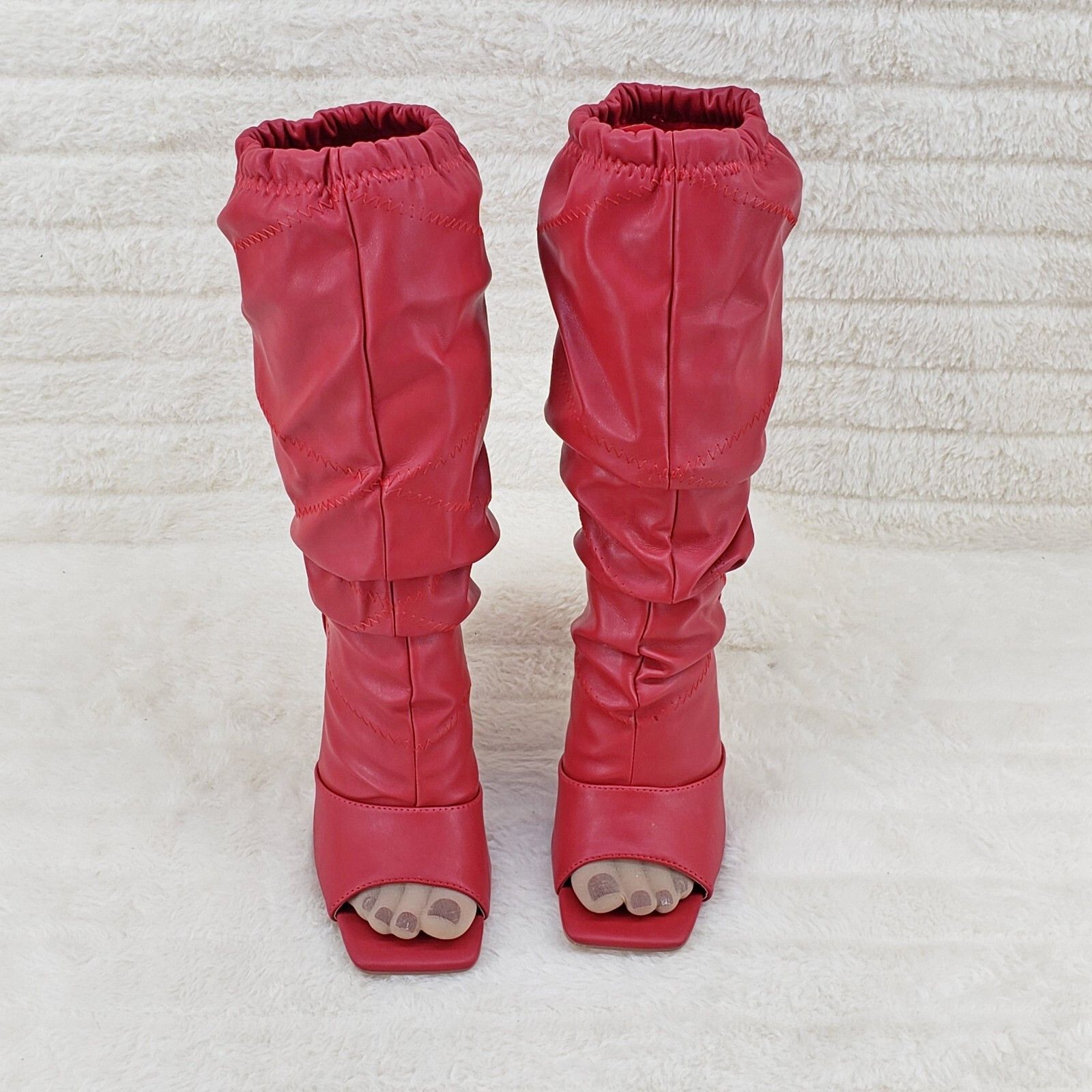 Other Victoria RED Square toe Mid Calf Adjustable Slouch Scrunch P Size US 7 / IT 37 - 5 Thumbnail
