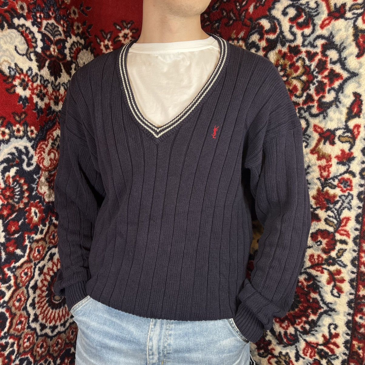 Yves Saint Laurent Vintage 2000s Knitted V-Neck Yves Saint Laurent Sweater Size US L / EU 52-54 / 3 - 5 Thumbnail
