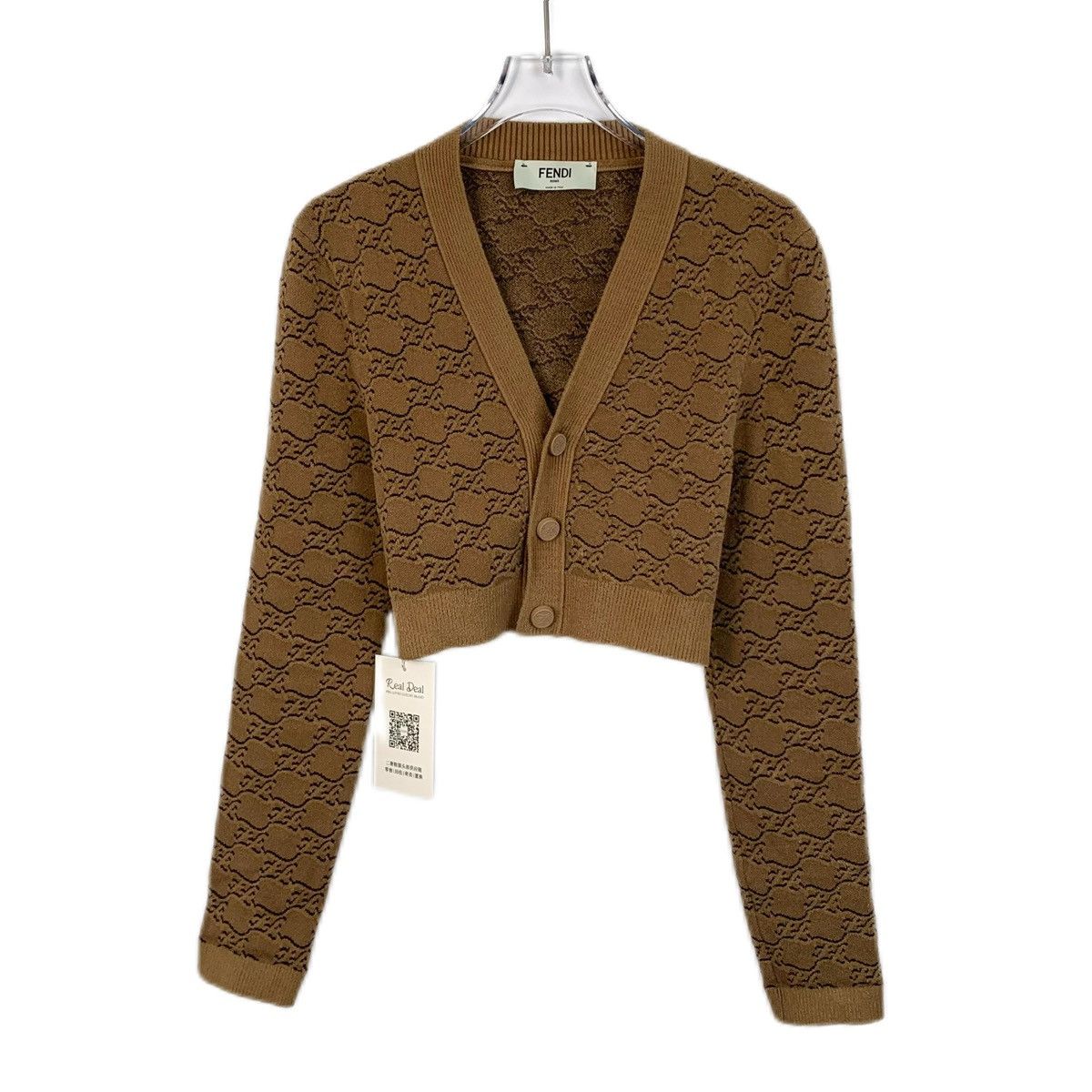 Fendi Fendi Dark Brown V-neck Knitted Cardigan K26WX Size M / US 6-8 / IT 42-44 - 1 Thumbnail