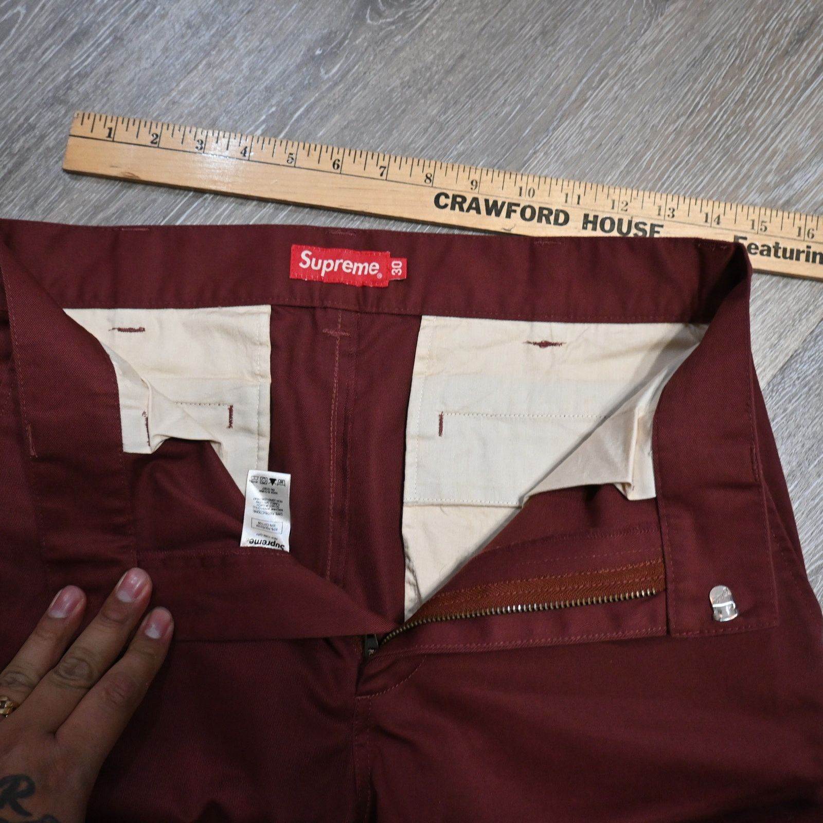 Supreme Supreme Work Pants Burgundy Red Size 30 Straight Leg Cotton Size US 30 / EU 46 - 8 Thumbnail