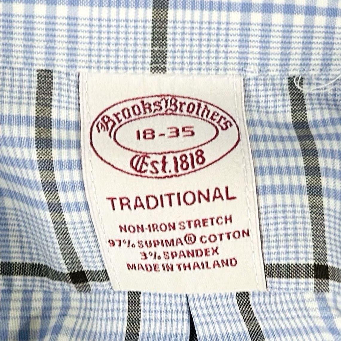 Brooks Brothers Brooks Brothers Dress Shirt Blue Brown Glen Plaid 18 35 Traditional Fit Non Iron Collar Spread Mens Regular Size 18 XS-XL Size 48R - 3 Thumbnail