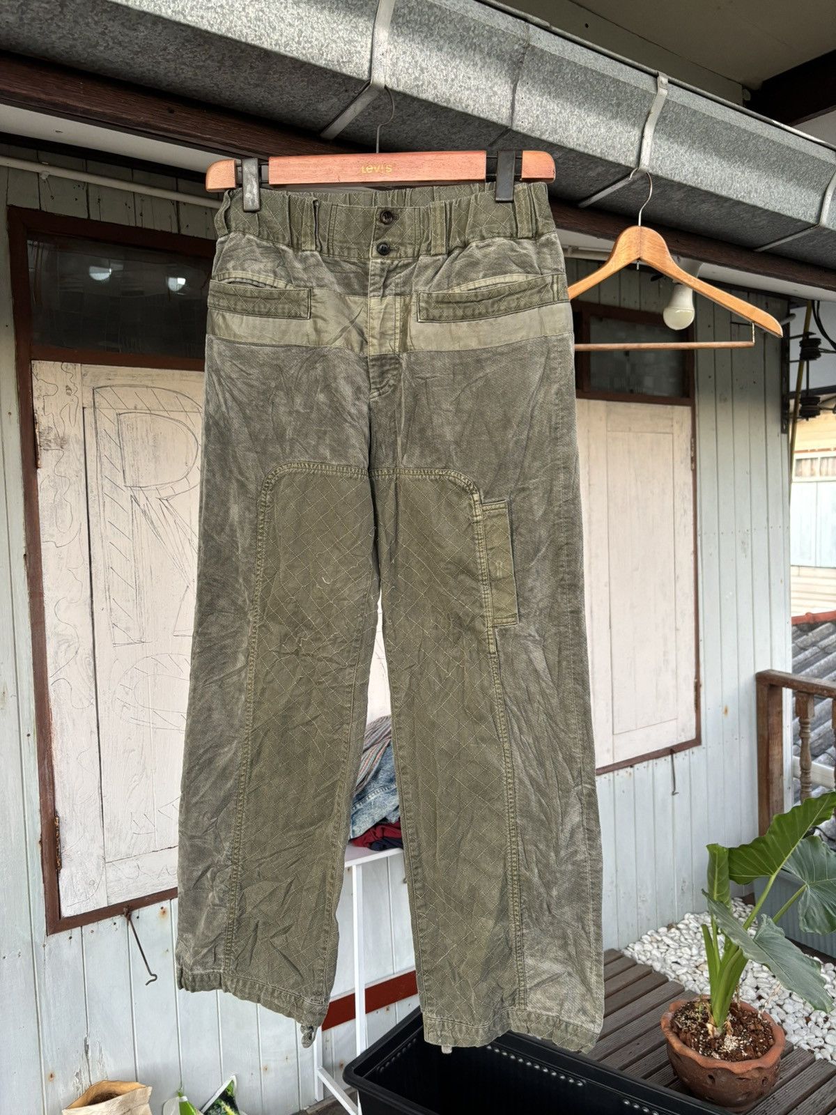 Homme Plisse Issey Miyake ISSEY MIYAKE WASHED GREEN PANELED PANTS Size US 30 / EU 46 - 2 Thumbnail