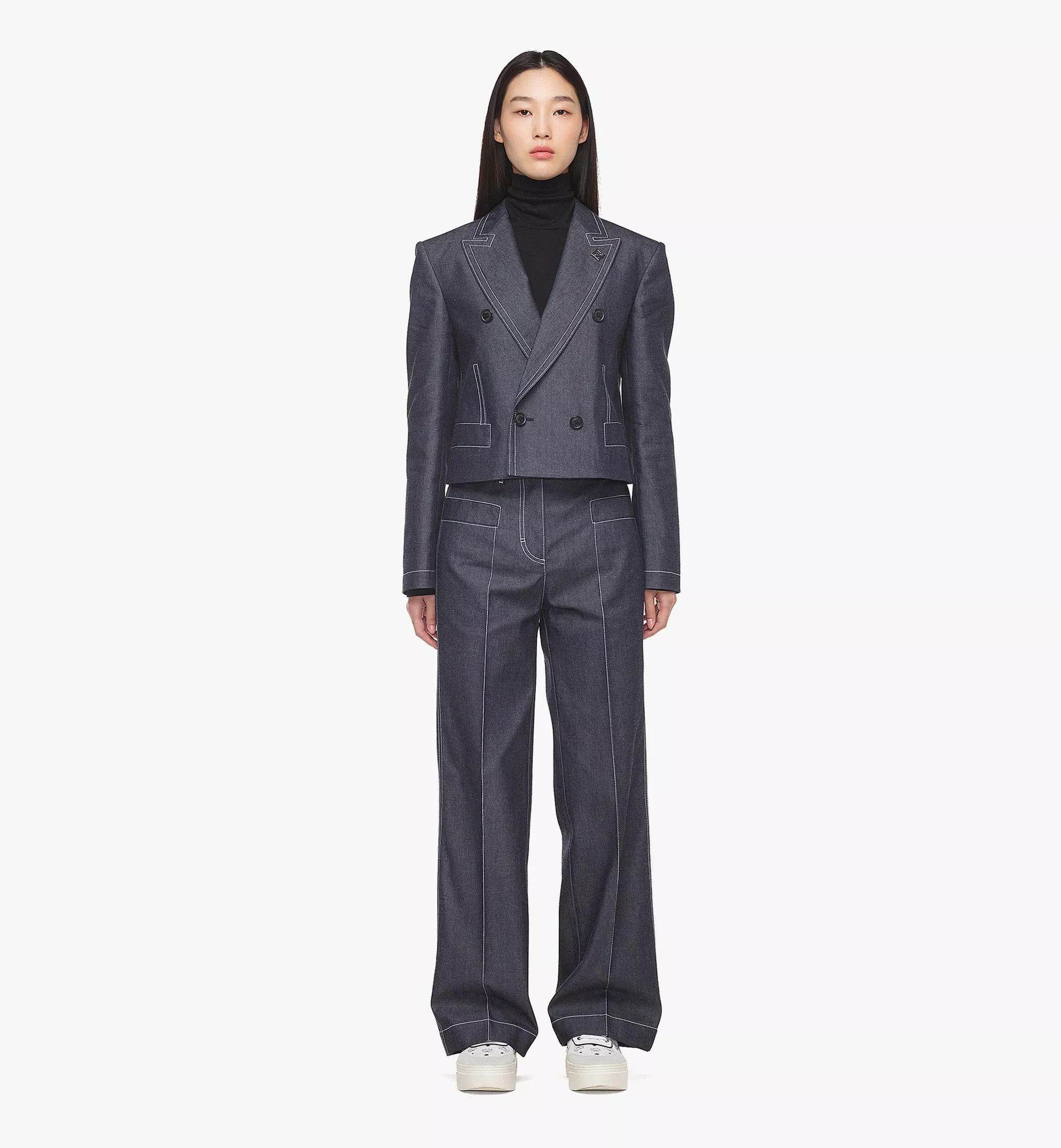 MCM o1mt1gz1224 Cropped Denim Blazer in Indigo Size L / US 10 / IT 46 - 2 Thumbnail