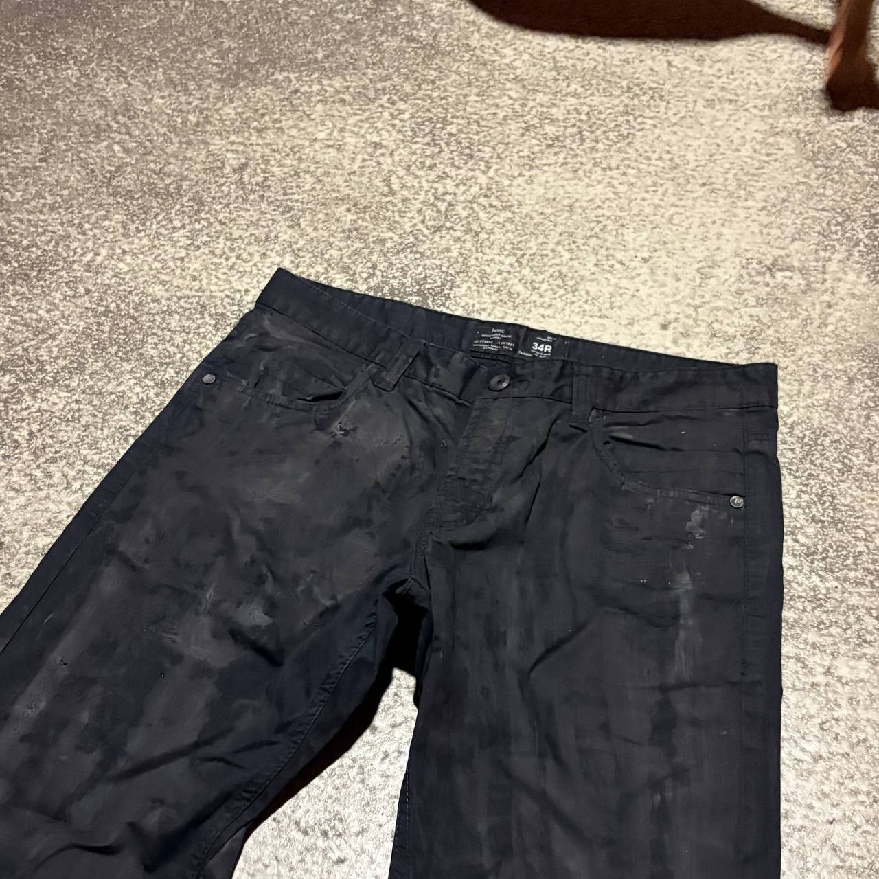 Japanese Brand Custom Black Baggy Distressed Jeans Painted Wide Leg Size US 31 - 6 Thumbnail