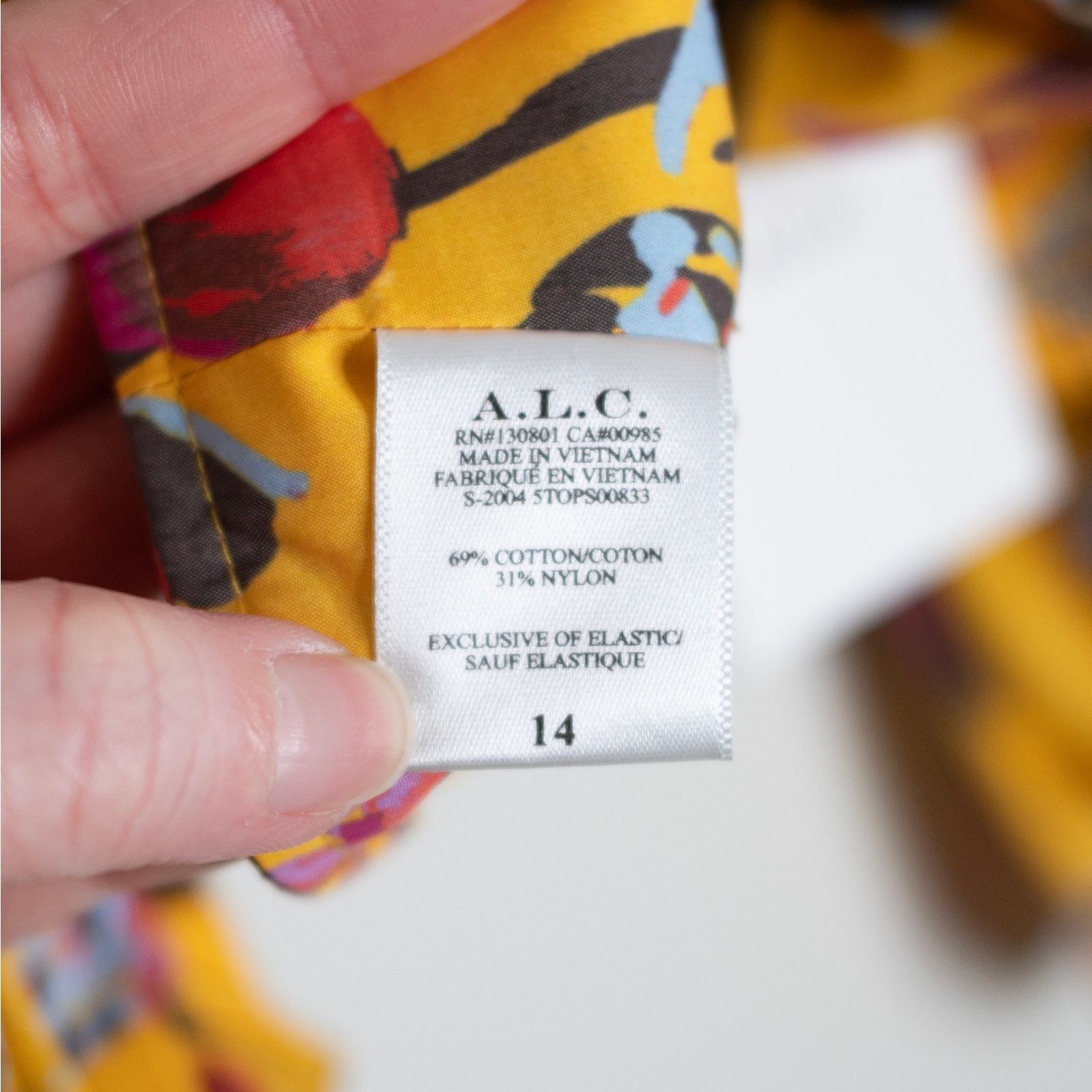 A.L.C. ALC Melody Top Yellow Floral Print Size XL / US 12-14 / IT 48-50 - 7 Thumbnail