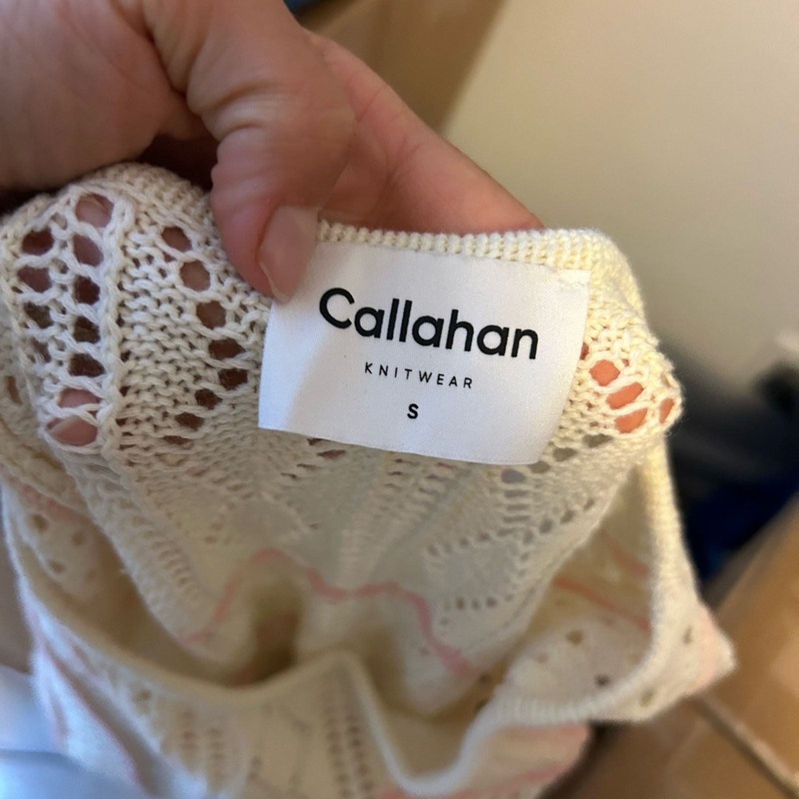 Other Callahan Knitwear Cream Baby Pink Crochet Knit Sweater Vest Size S / US 4 / IT 40 - 5 Thumbnail