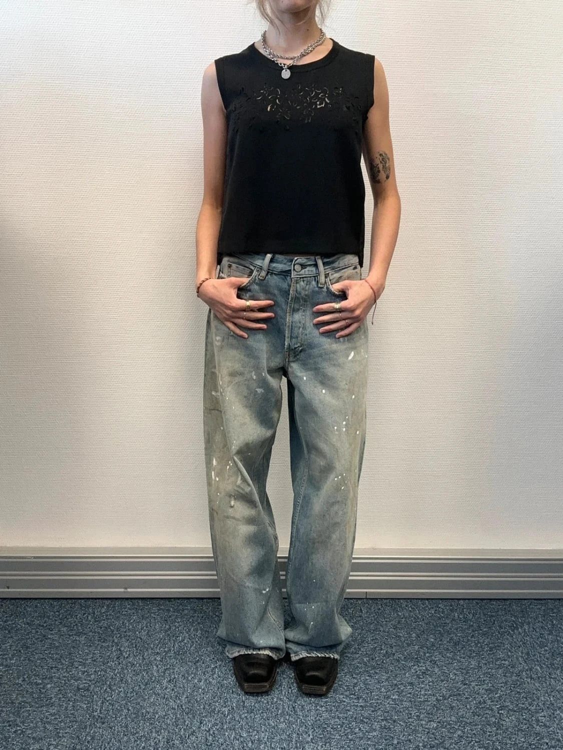 Marithe + Francois Girbaud Marithé + Francois Girbaud 90’s Black Flower Laser Cut Top Size US S / EU 44-46 / 1 - 1 Thumbnail