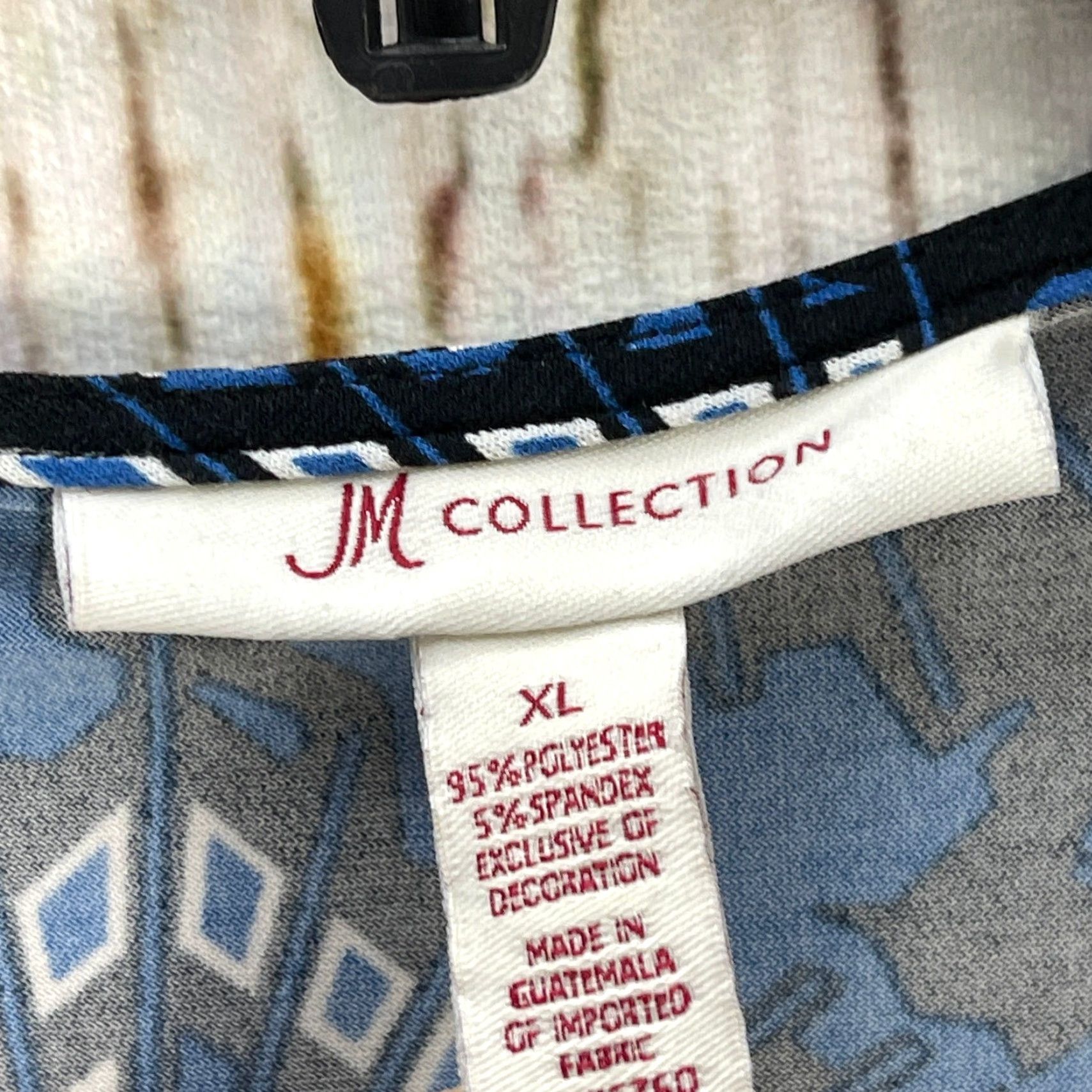 JM Collection JM Collection Women Blouse XL Blue Boho Geometric 3/4 Sleeve Casual Office Tunic Top Blouse Size XL / US 12-14 / IT 48-50 - 4 Thumbnail