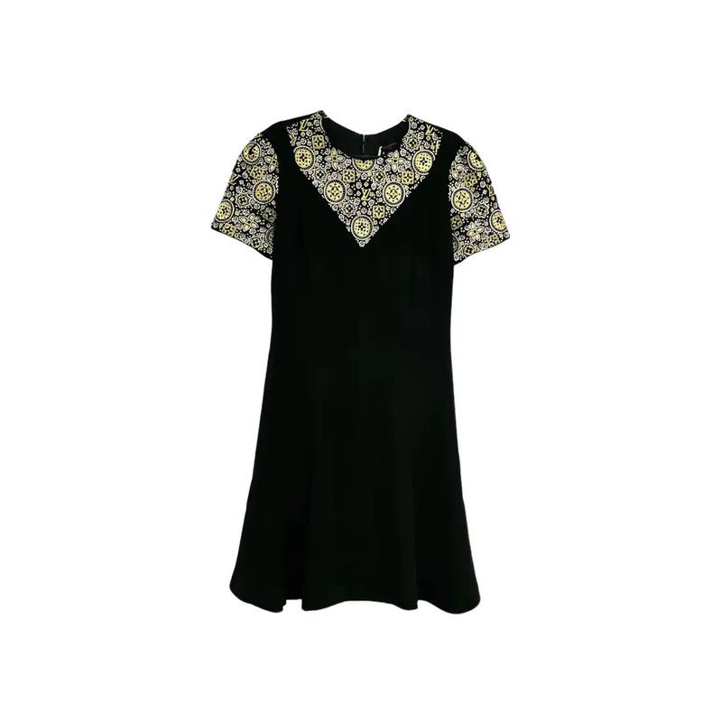 Louis Vuitton Louis Vuitton Black Cotton Short Sleeve Dress 0089 Size XXS / US 00 / IT 34 - 1 Thumbnail