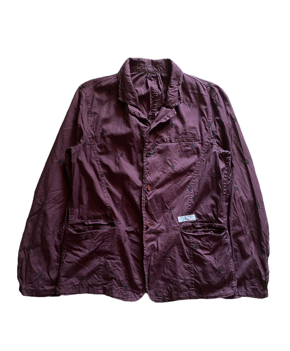 image of Jun Takahashi x Undercover "talking Heads" Heaven Light Blazer Jacket in Maroon, Men's (Size Medium