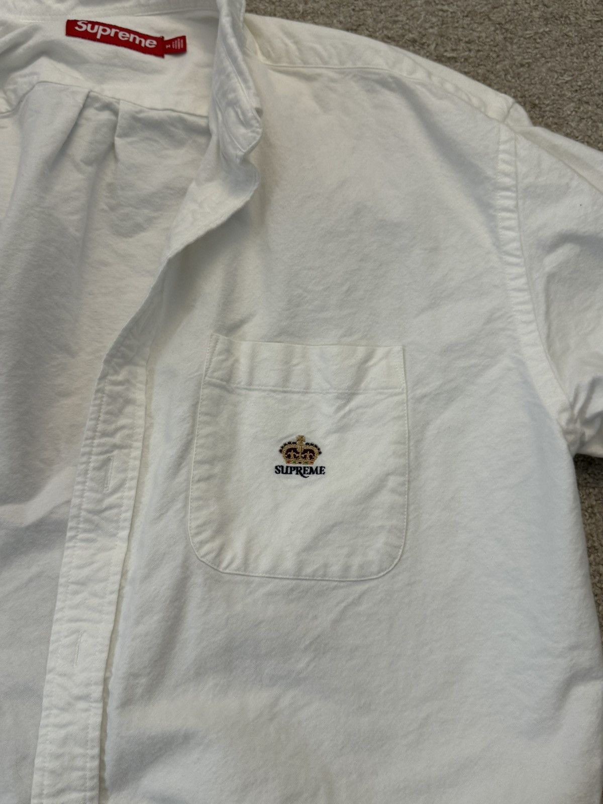 Supreme Supreme Loose Fit Flannel Oxford Shirt (White) Size US M / EU 48-50 / 2 - 4 Thumbnail