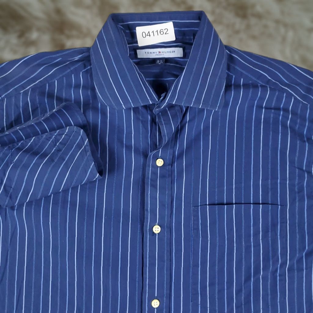 Tommy Hilfiger Tommy Hilfiger Shirt Mens Medium Blue Stripe French Cuff Button-Up Long Sleeve Cotton Size US M / EU 48-50 / 2 - 1 Thumbnail