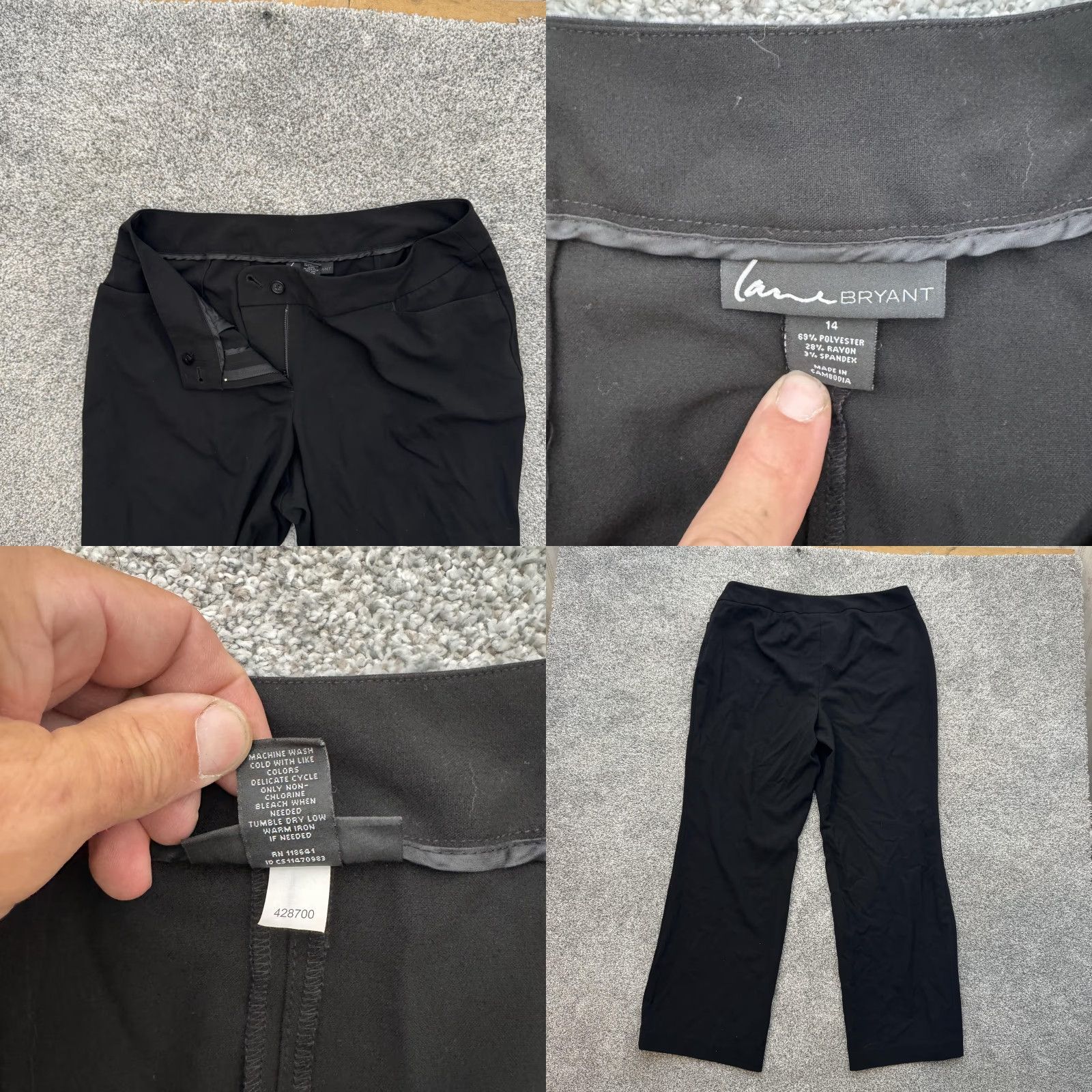 Vintage Lane Bryant Pants Womens 14 Black Stretch Straight Leg Career Office Trouser Dress Pants Workwear Pants Womens Size 36" / US 14 / IT 50 - 8 Thumbnail