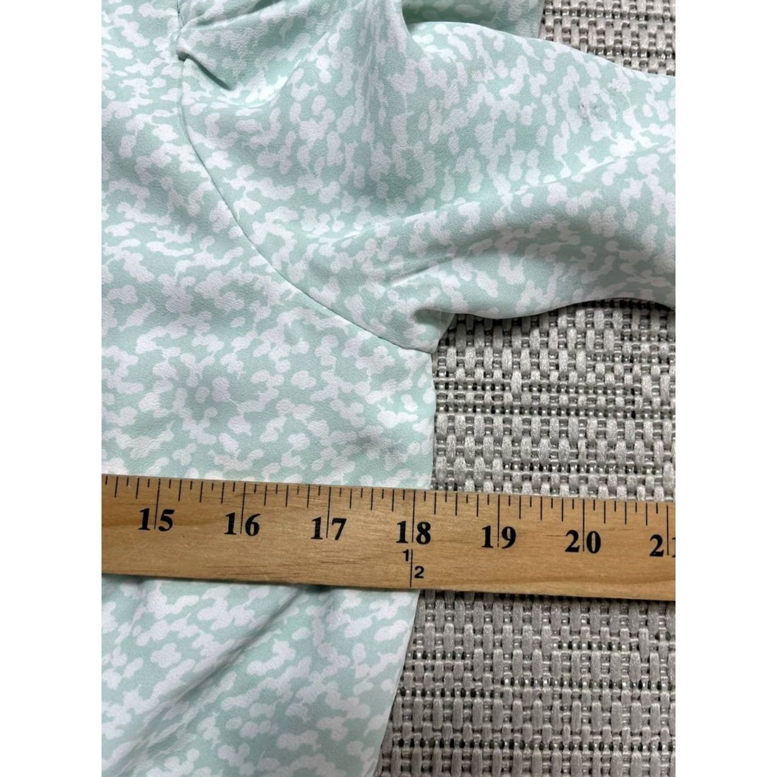 Ann Taylor Ann Taylor Dress Womens 8 Fit & Flare Green Dappled Puff Sleeve Back Zip Short Sleeve Casual Party/Cocktail Size M / US 6-8 / IT 42-44 - 7 Thumbnail