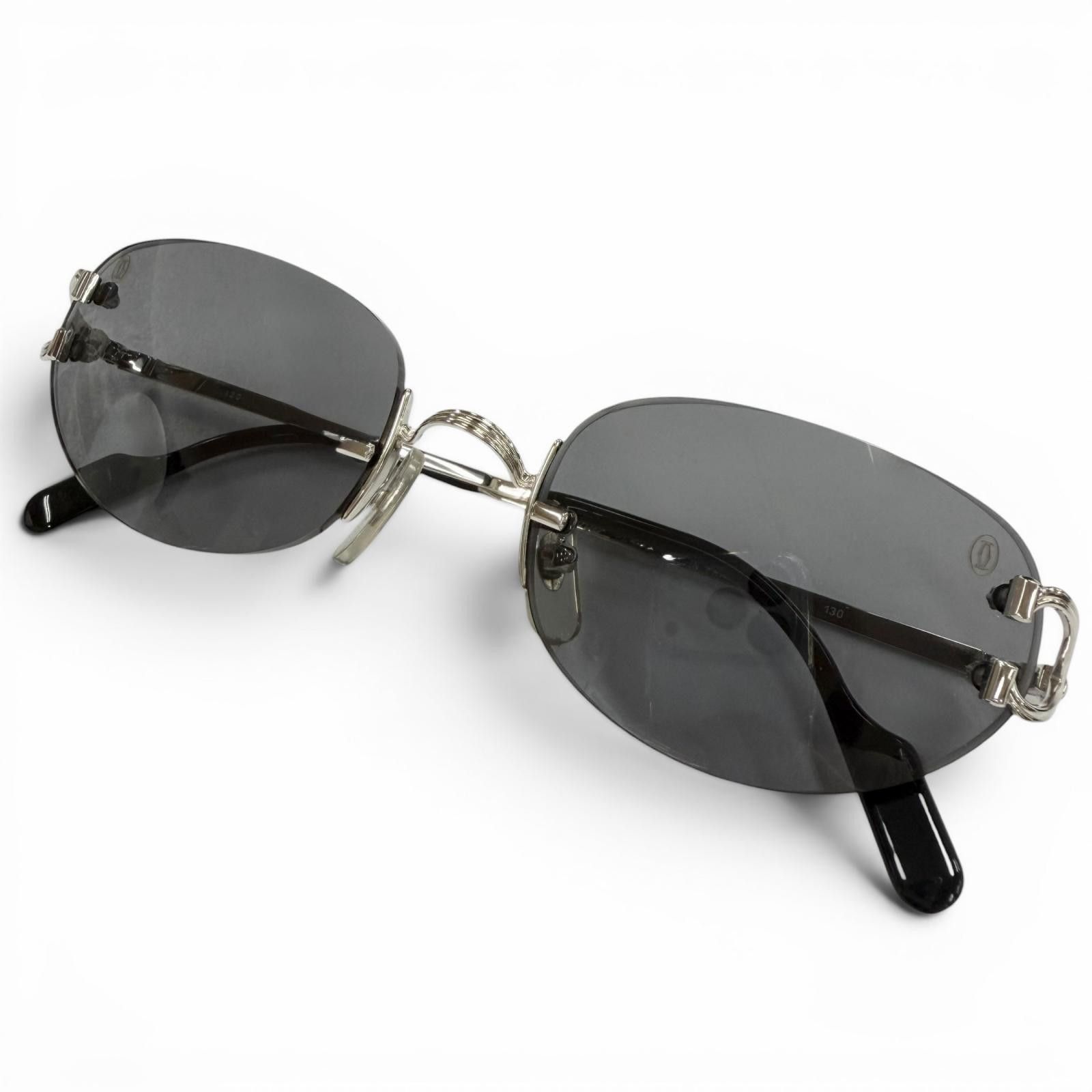 Cartier Trinity Two Point Rimless Sunglasses Eyewear Silver Black 20 CARTIER Trinity Brenice 55mm Gray Composite Frame Sunglasses  main image 2