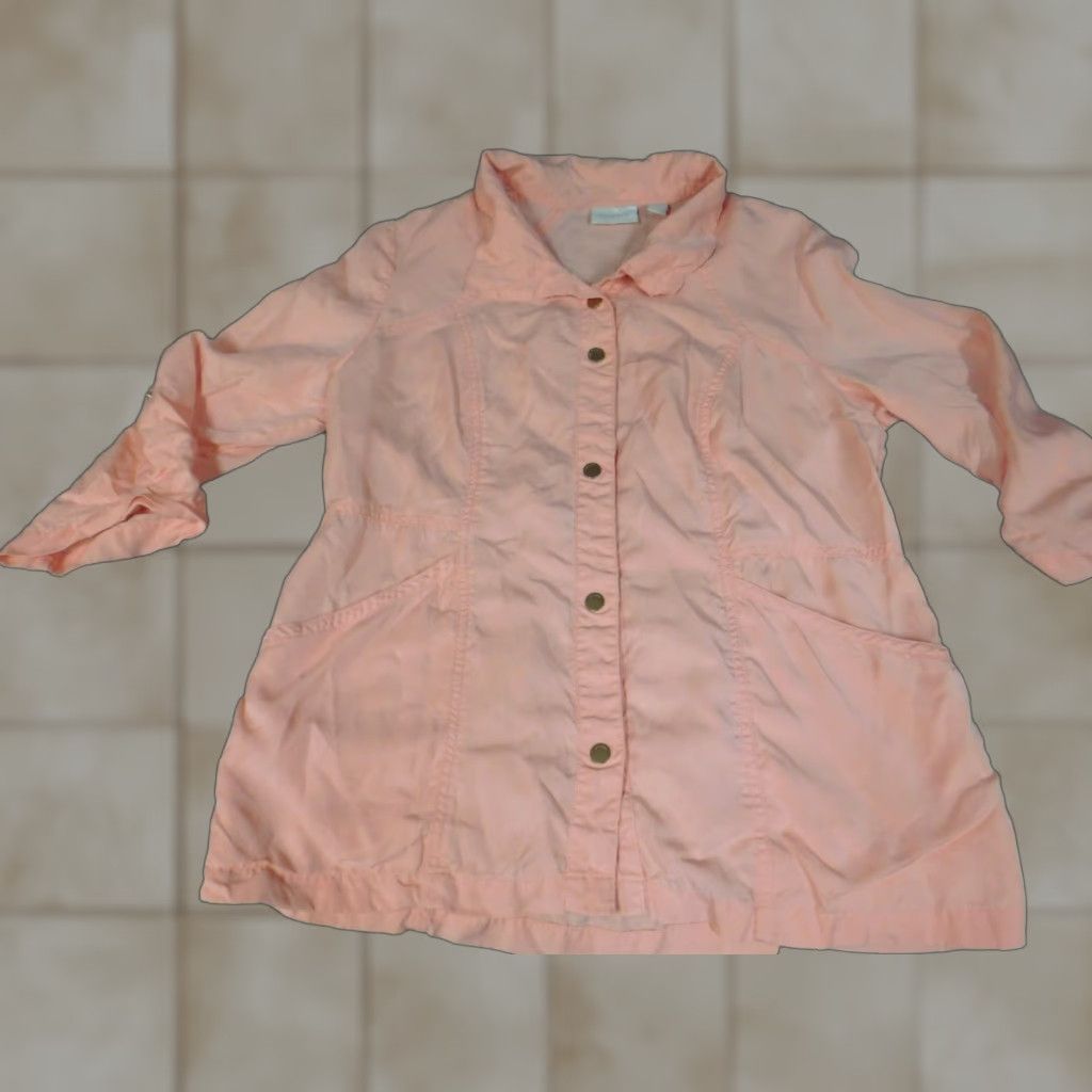 Vintage Chicos Blouse Shirt Womens 1 Pink Collared Button Up Long Sleeve Lyocell Casual Regular Basic Cristal Zoo Animals Stretch Size XS / US 0-2 / IT 36-38 - 1 Thumbnail