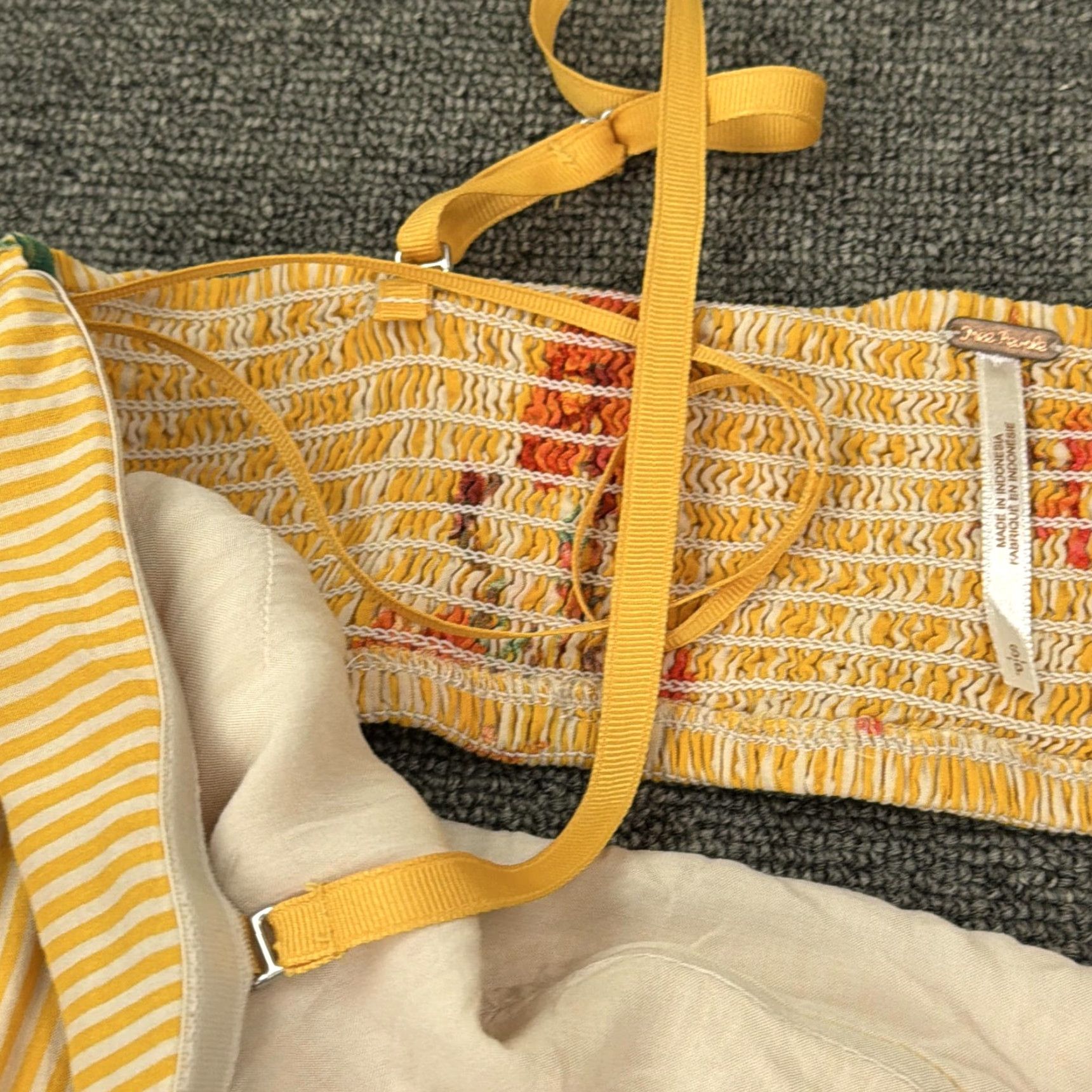 Free People Free People Dress Womens Small Yellow Floral Stripe Ruffle Midi Sundress Boho Size S / US 4 / IT 40 - 7 Thumbnail