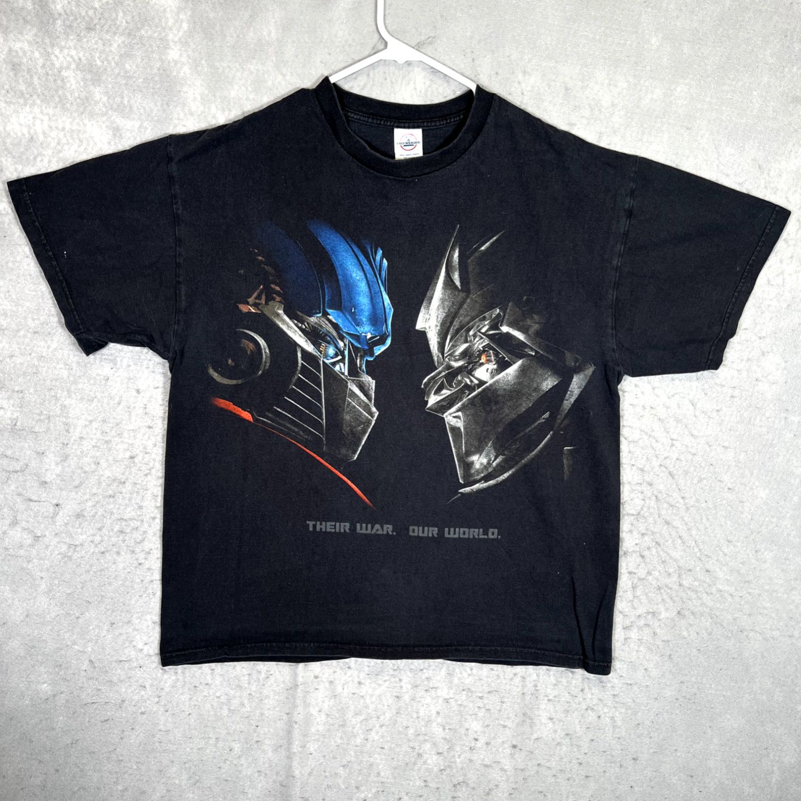 image of Delta A1! Transformers Movie Their War Our World Shirt Adult XL Black Mens in White
