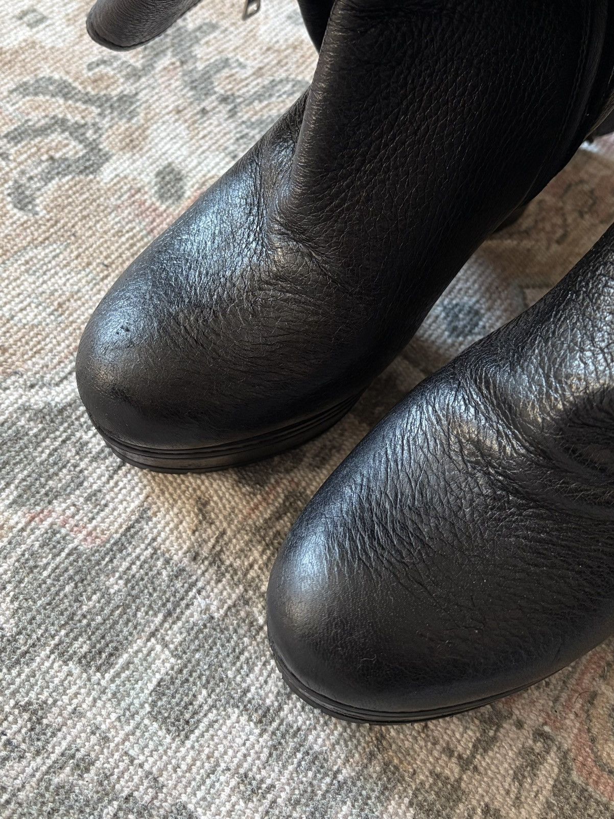 Prada Prada Black Leather Knee High Boots Platform Block Heel Size US 10 / IT 40 - 3 Thumbnail