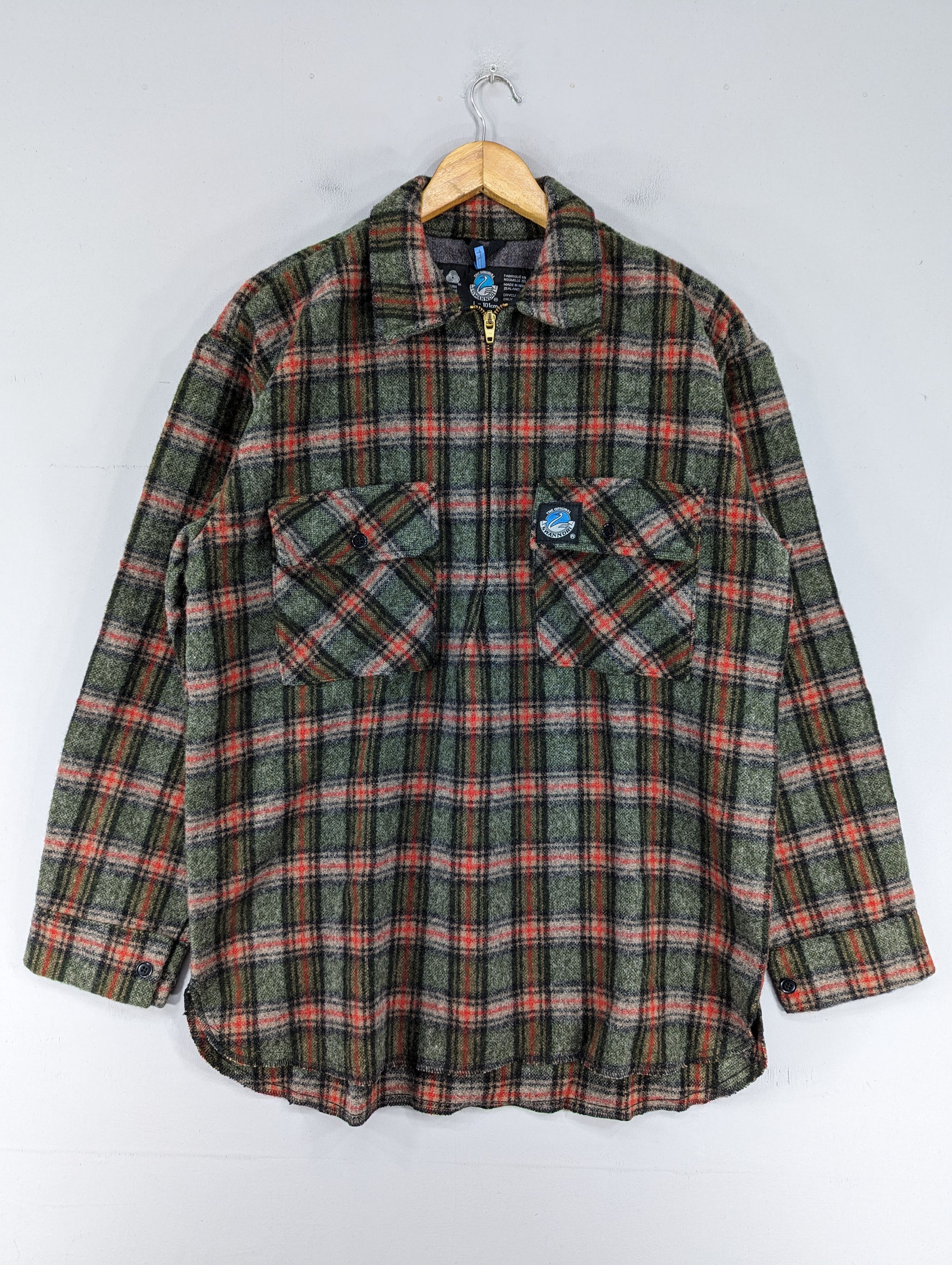 image of Avant Garde x Flannel Vintage Swanndri New Zealand Wool Half Zipper Flannel Jacket (Size Large)