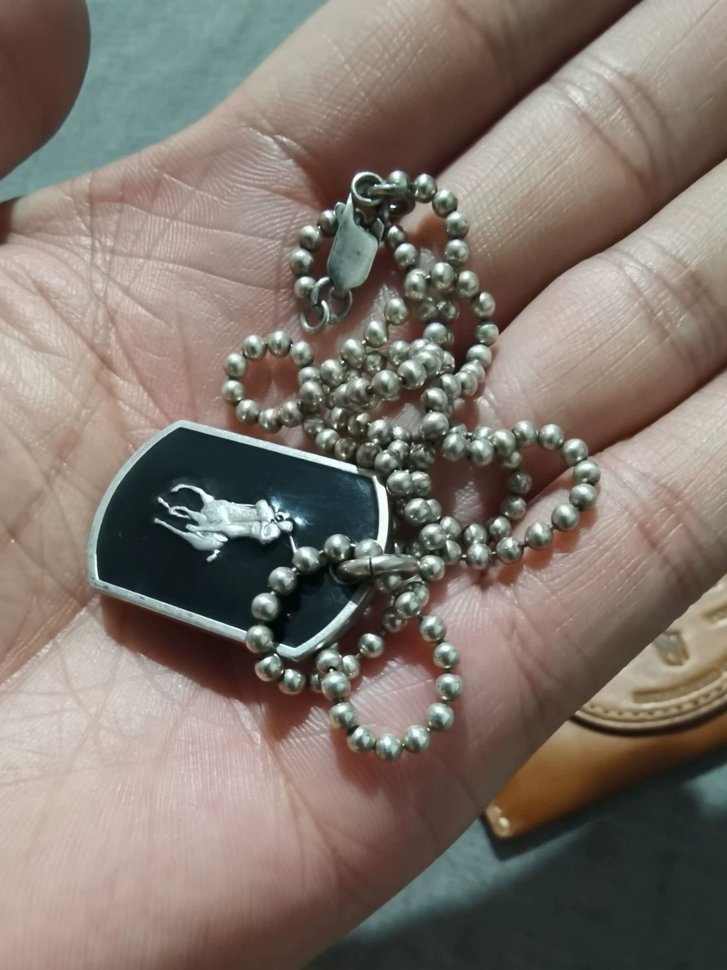 Ralph Lauren Silver Dog Tag Necklace