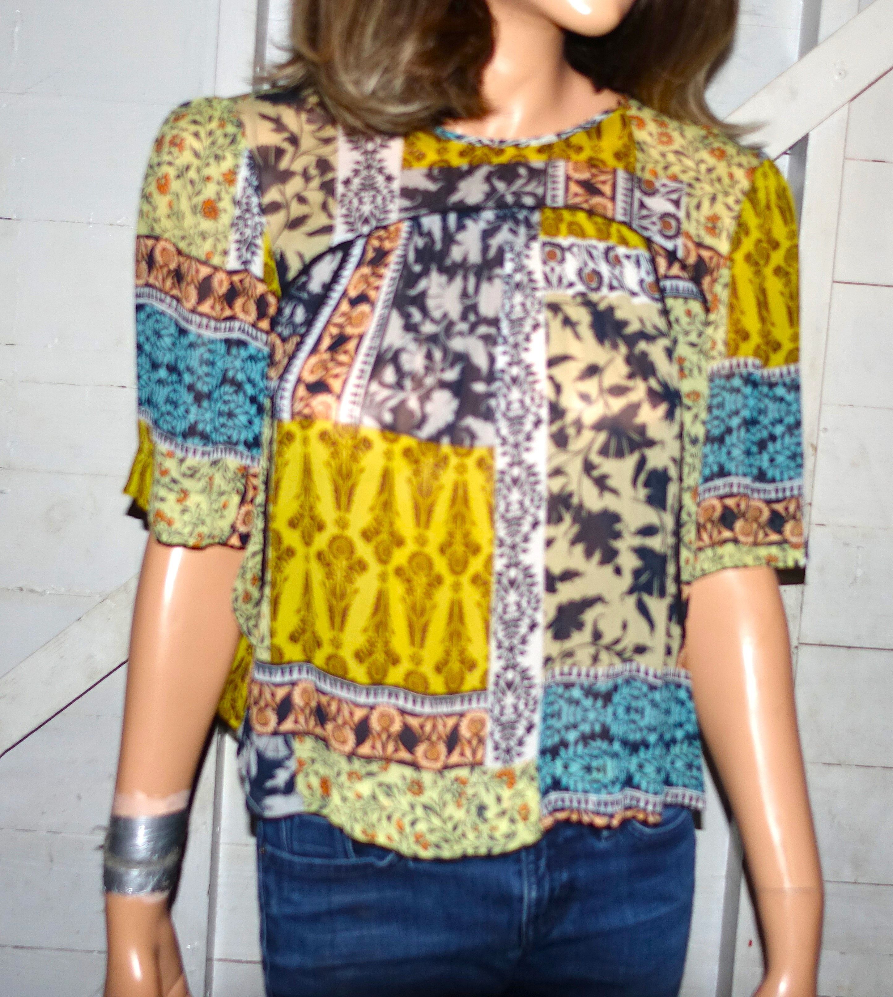 Other Weston Boho Patchwork Blouse XS Size XS / US 0-2 / IT 36-38 - 3 Thumbnail