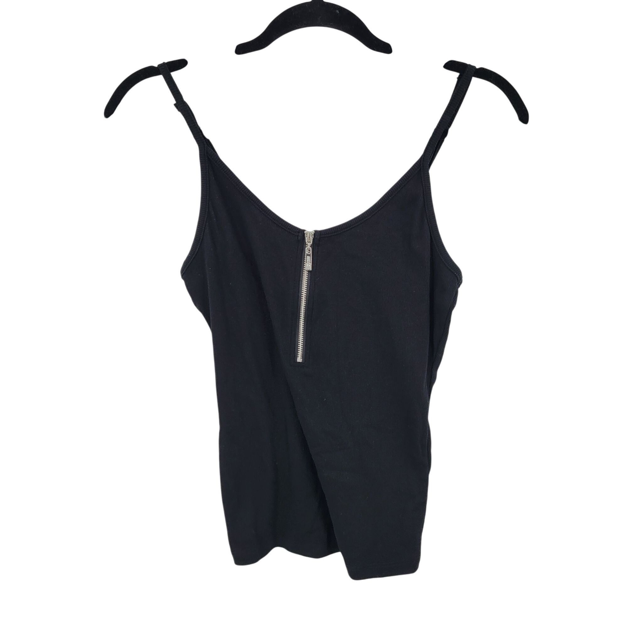 Guess 90s Guess Black Rib Knit Tank Top Zipper Detail Womens T-Shi Size M / US 6-8 / IT 42-44 - 1 Thumbnail