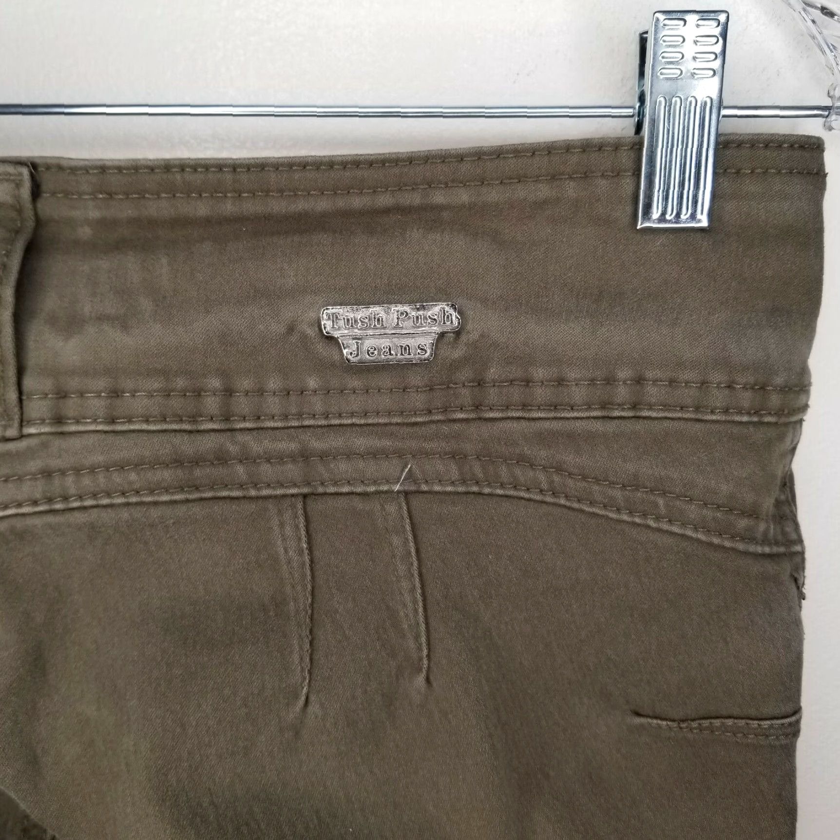 Vintage Tush Push Jeans Skinny Womens Green Size 5 Juniors Stretch Button Closure Distressed No Solid Ramie Material Slim Tight Variety not needed Size 27" / US 4 / IT 40 - 5 Thumbnail