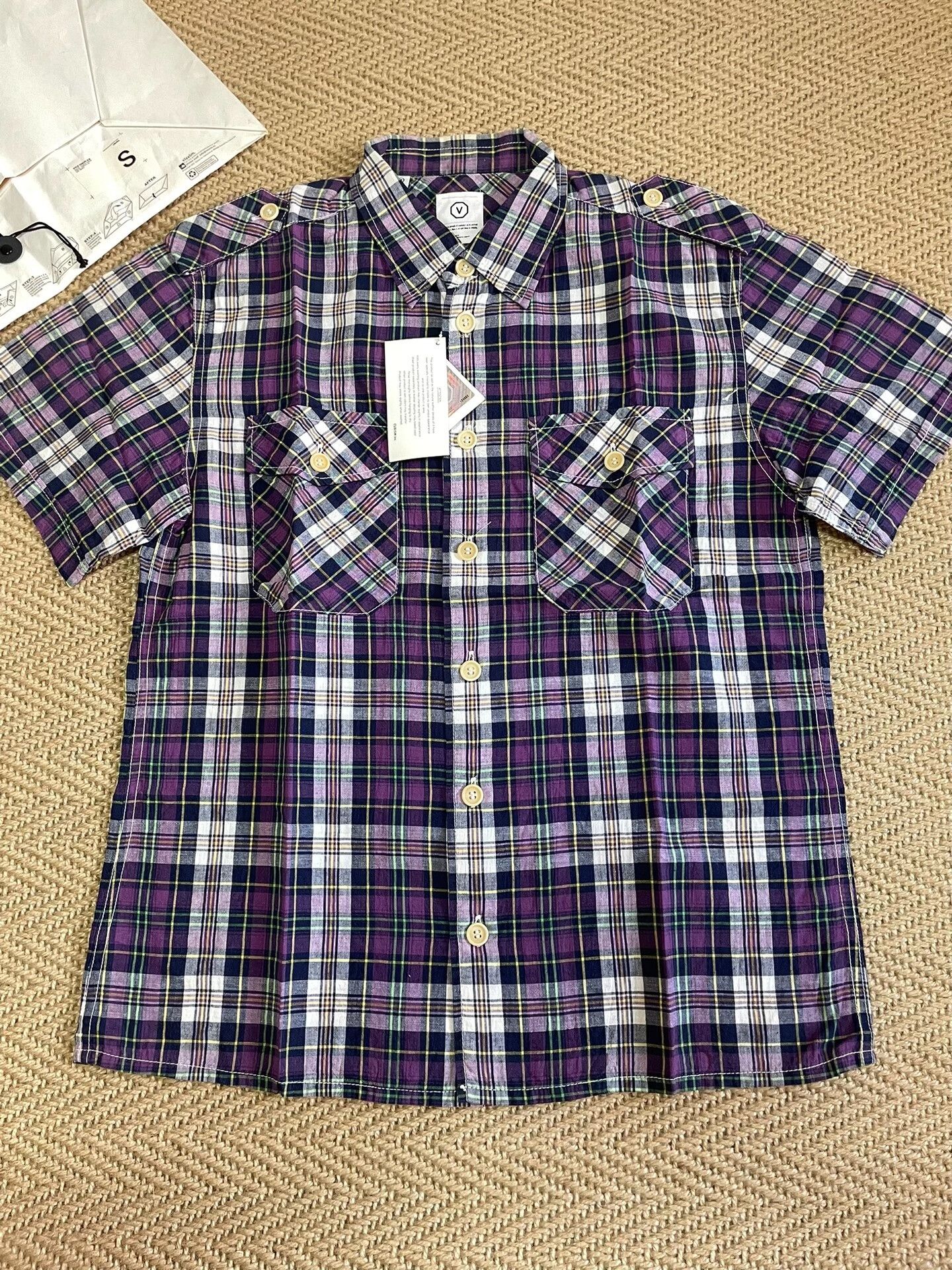 Visvim VISVIM PYLE CHECK Purple Short-Sleeve Shirt Size US S / EU 44-46 / 1 - 1 Thumbnail