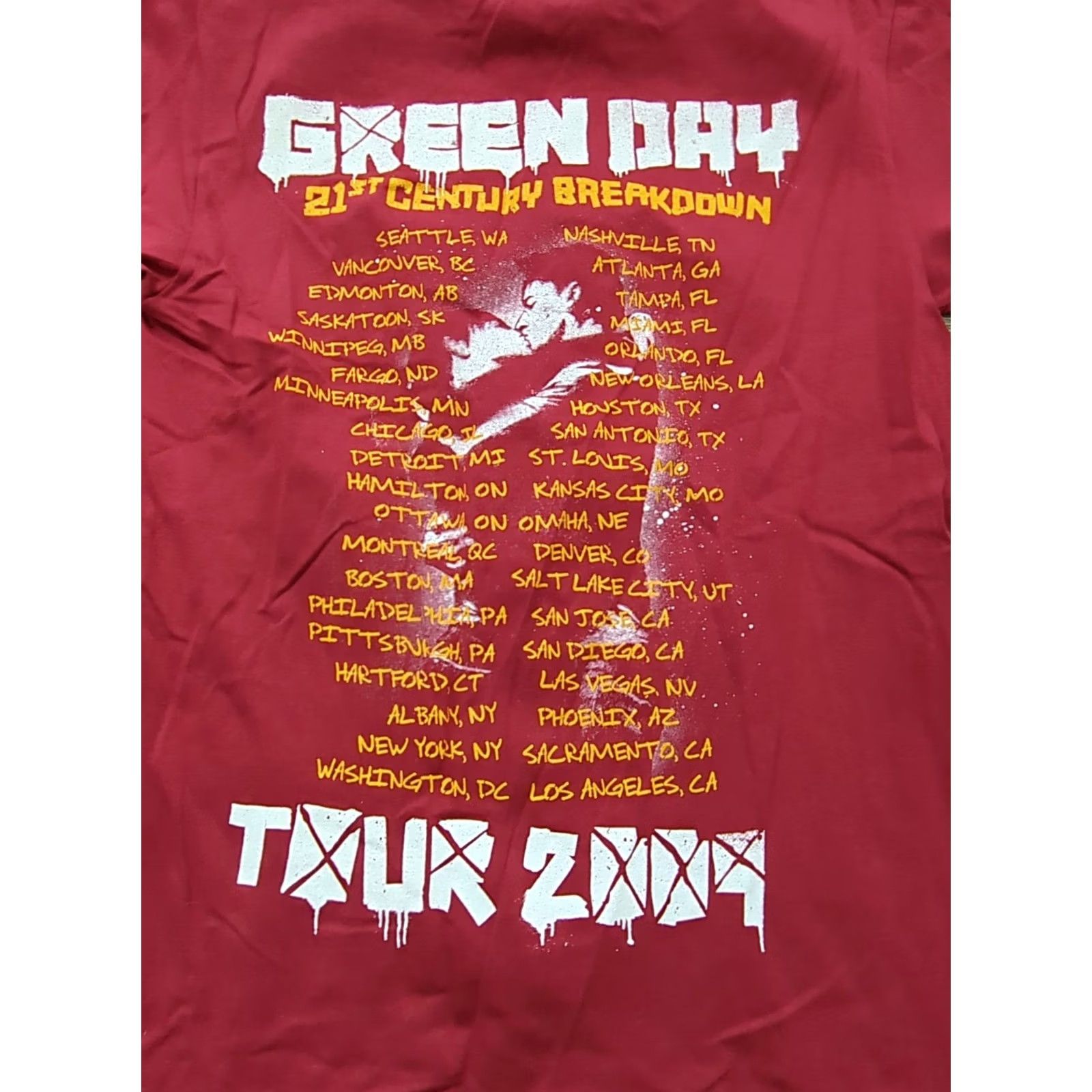 Anvil VINTAGE Green Day 21st Century Breakdown Tour 2009 Band T-Shirt Red Anvil Medium Shirts Mens M Size US M / EU 48-50 / 2 - 4 Thumbnail