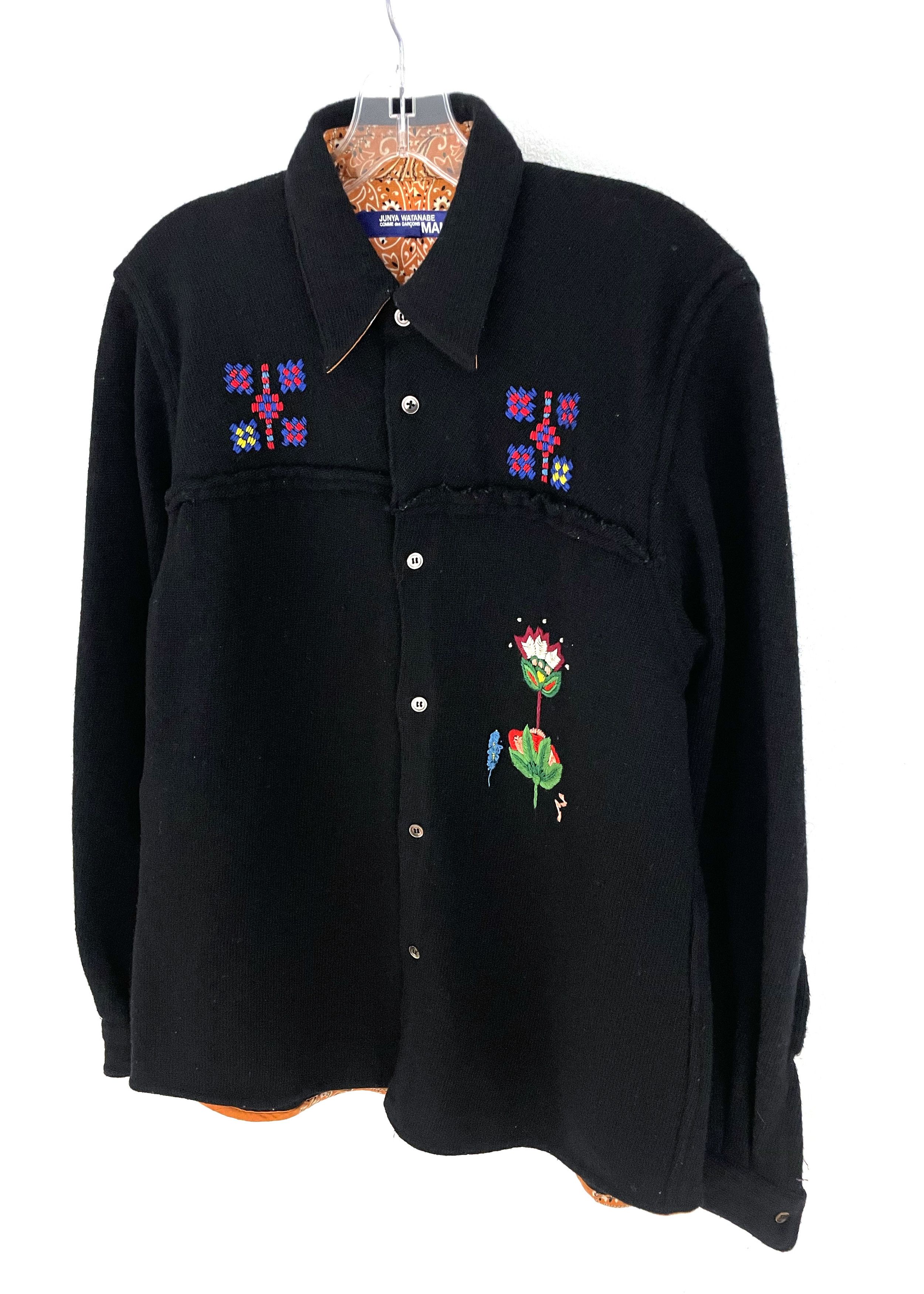 Junya Watanabe 2003 Floral Embroidery Wool Buttonup Size US M / EU 48-50 / 2 - 2 Thumbnail