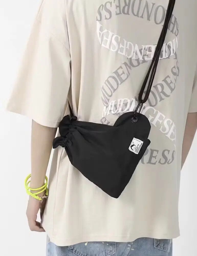 image of Y2K Aesthetic Nylon Crossbody Pouch Bag Side Bag in Black, Men's