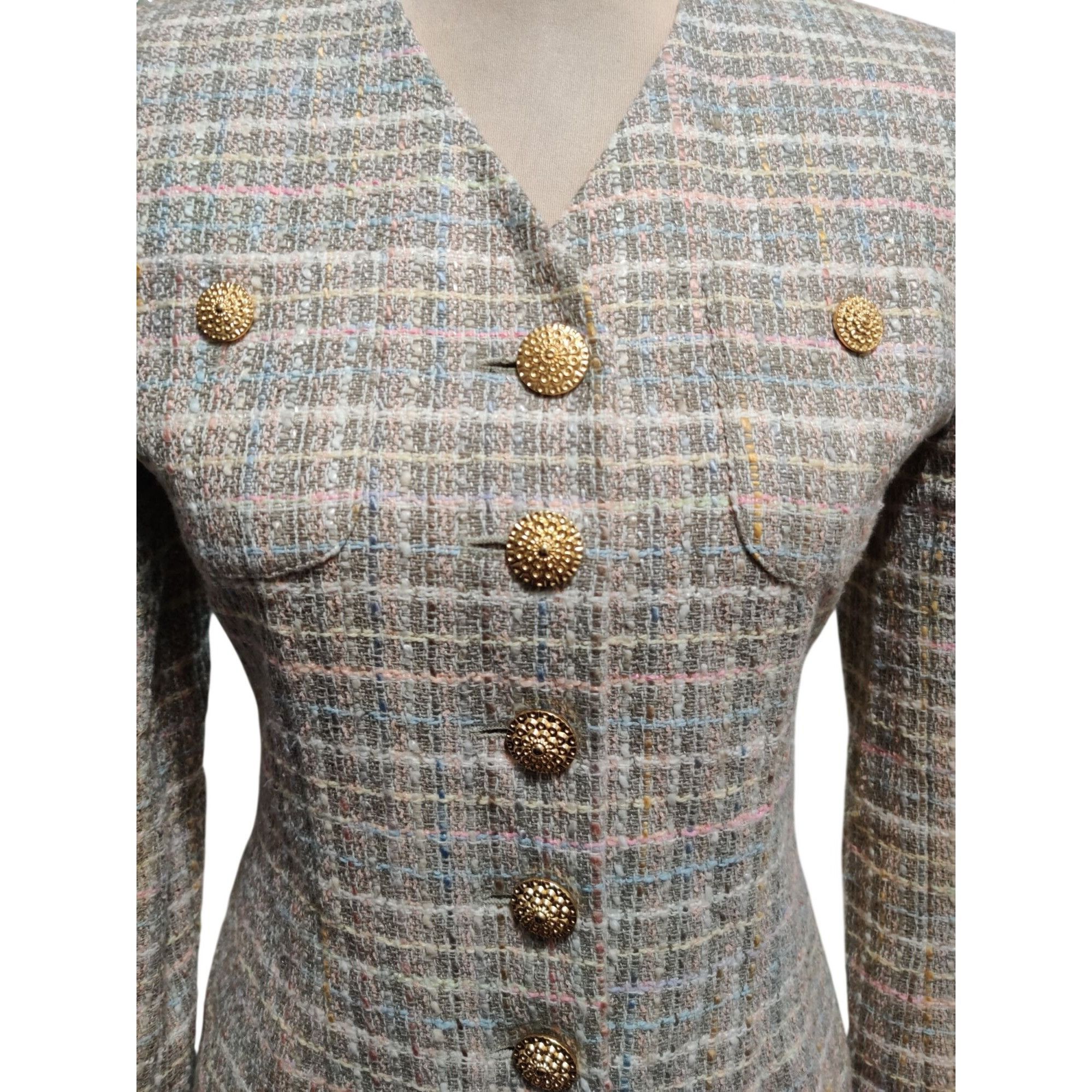 Vintage Vintage Saville Suit Tweed Blazer Size 2 Petite Gold Buttons Size XS / US 0-2 / IT 36-38 - 4 Thumbnail