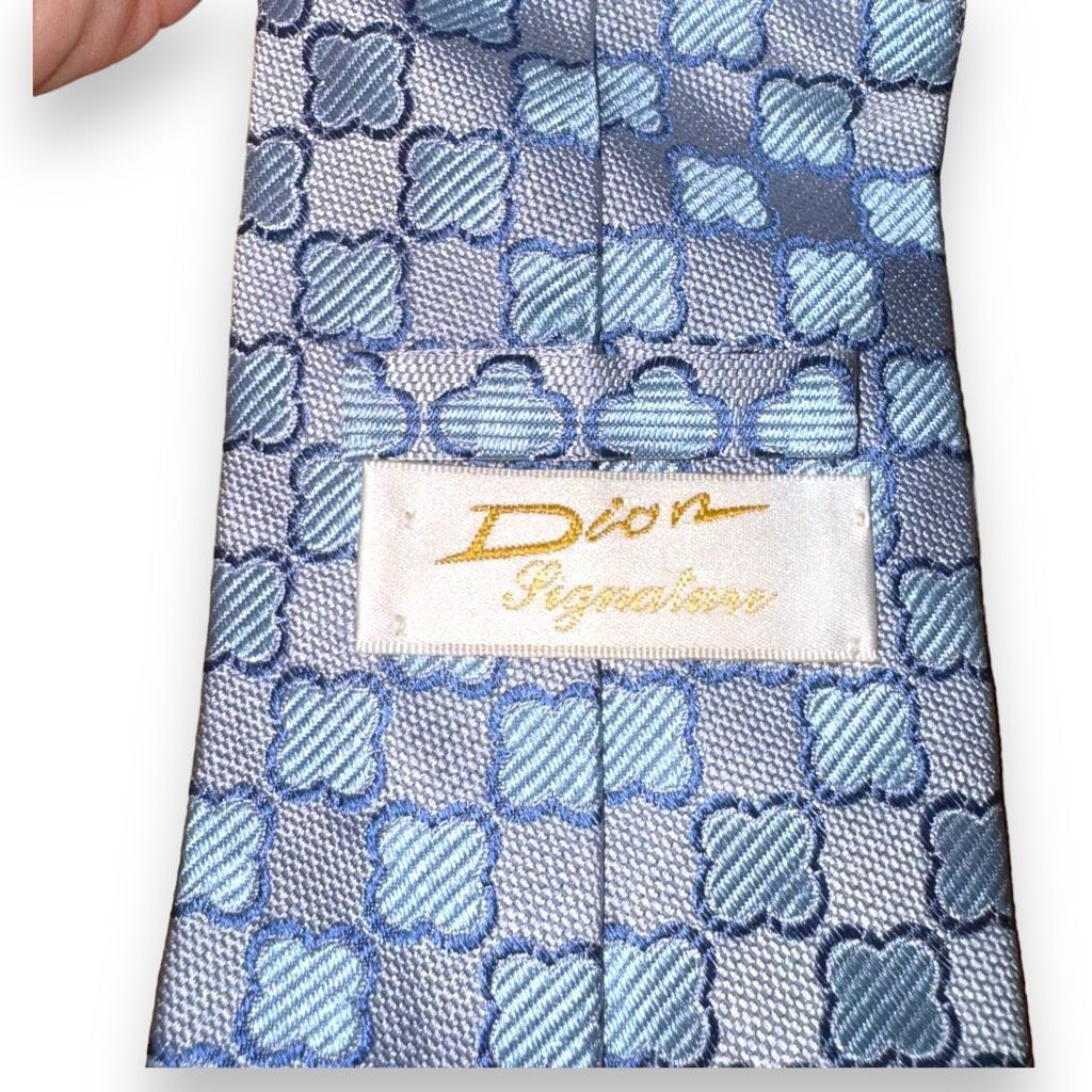 Other Dion Neckwear Light Blue Clover 100% Silk Handmade Tie Size ONE SIZE - 3 Thumbnail