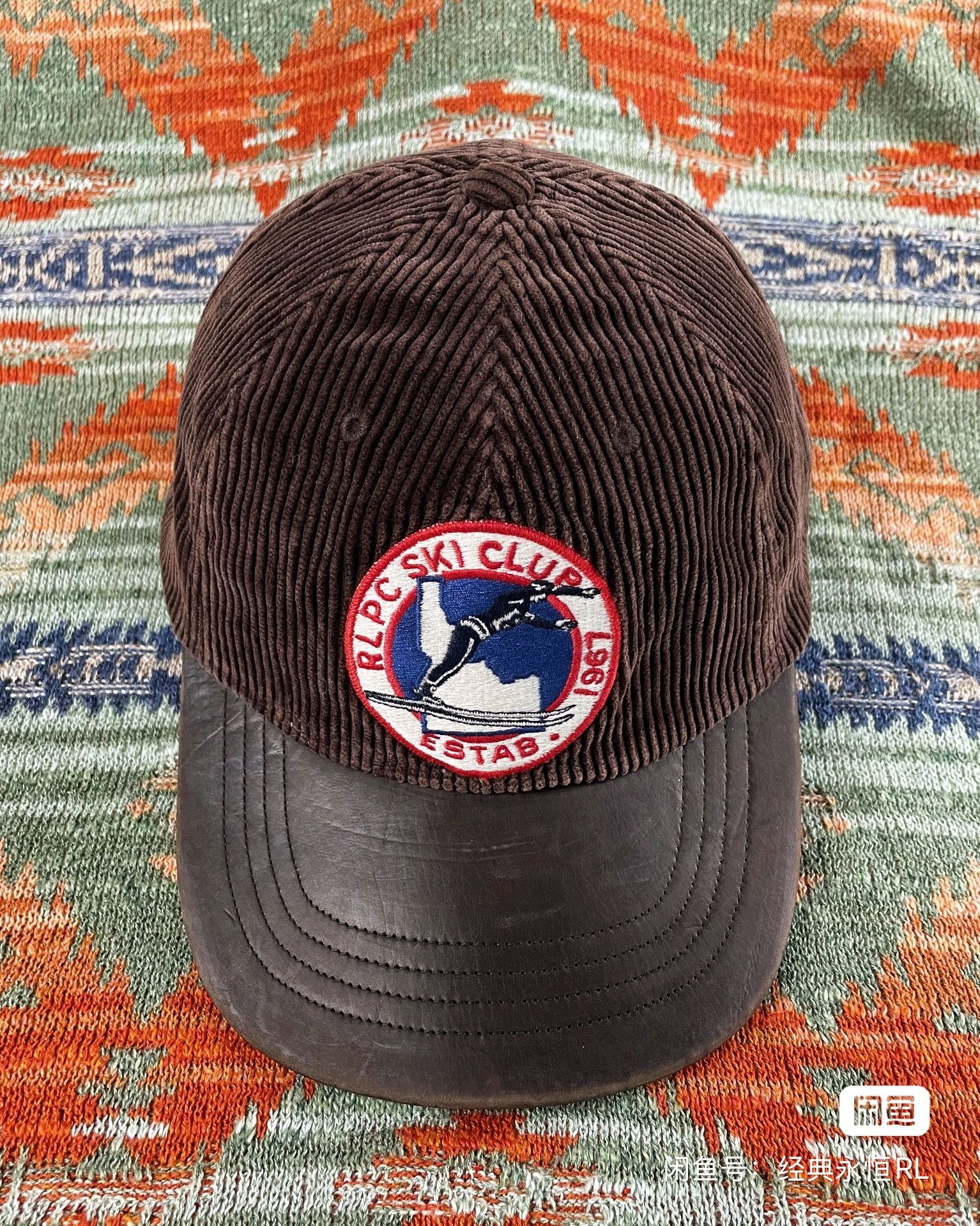 Polo Ski Corduroy Hat Polo Ralph Lauren Ski Leather Corduroy